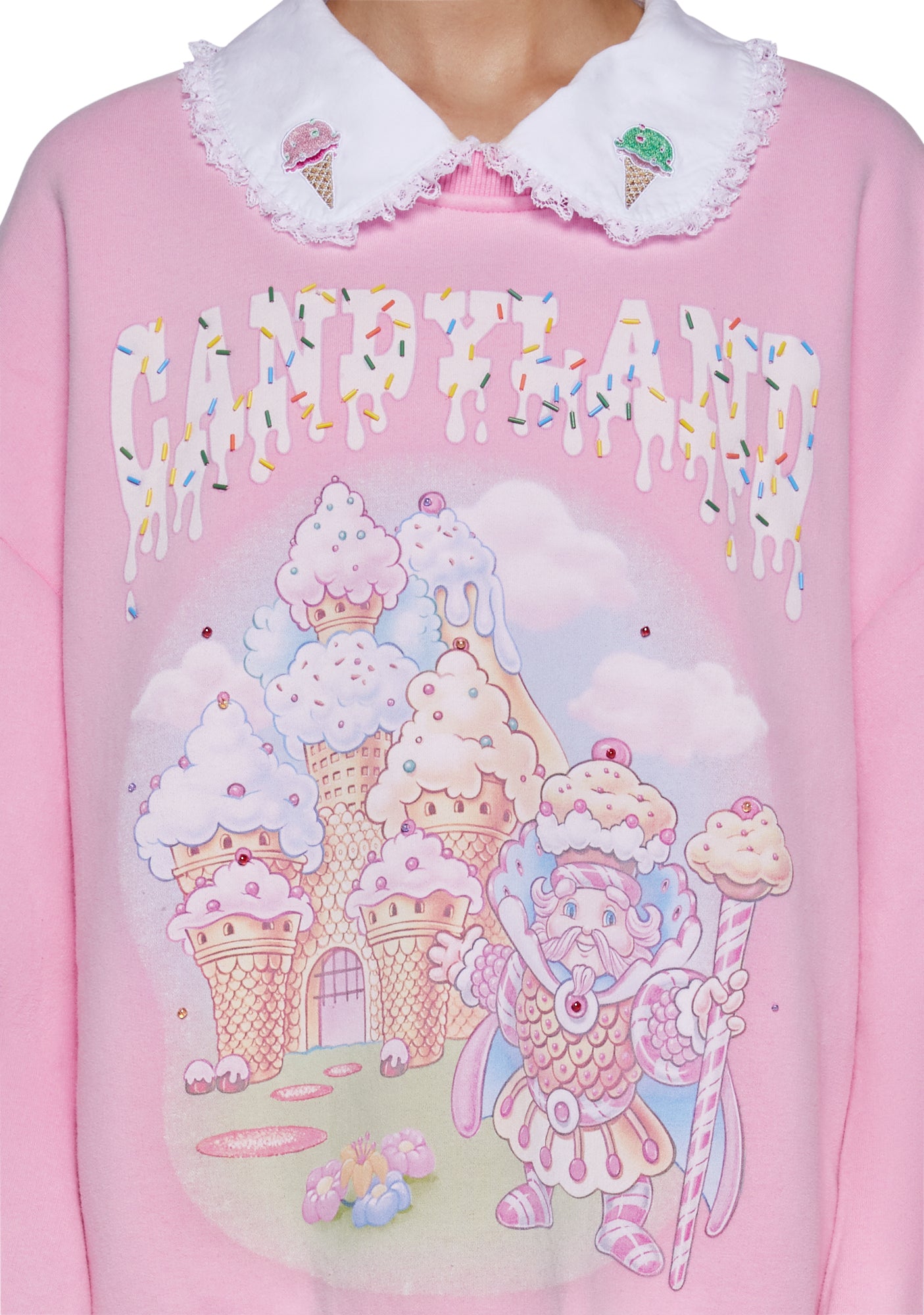 Dolls Kill x Candyland Oversized King Kandy Sweatshirt Pink