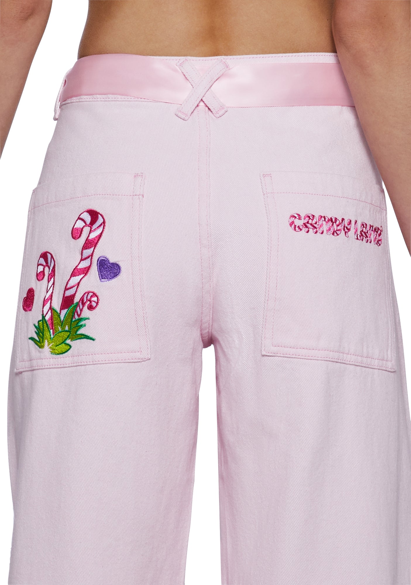 Dolls Kill x Candyland Twill Pants With Satin Ribbon Lace Up