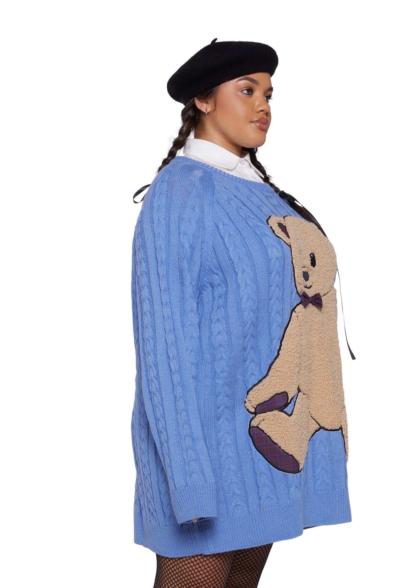 Delia s Plus Size Boucle Teddy Bear Knit Oversized Sweater Blue Dolls Kill