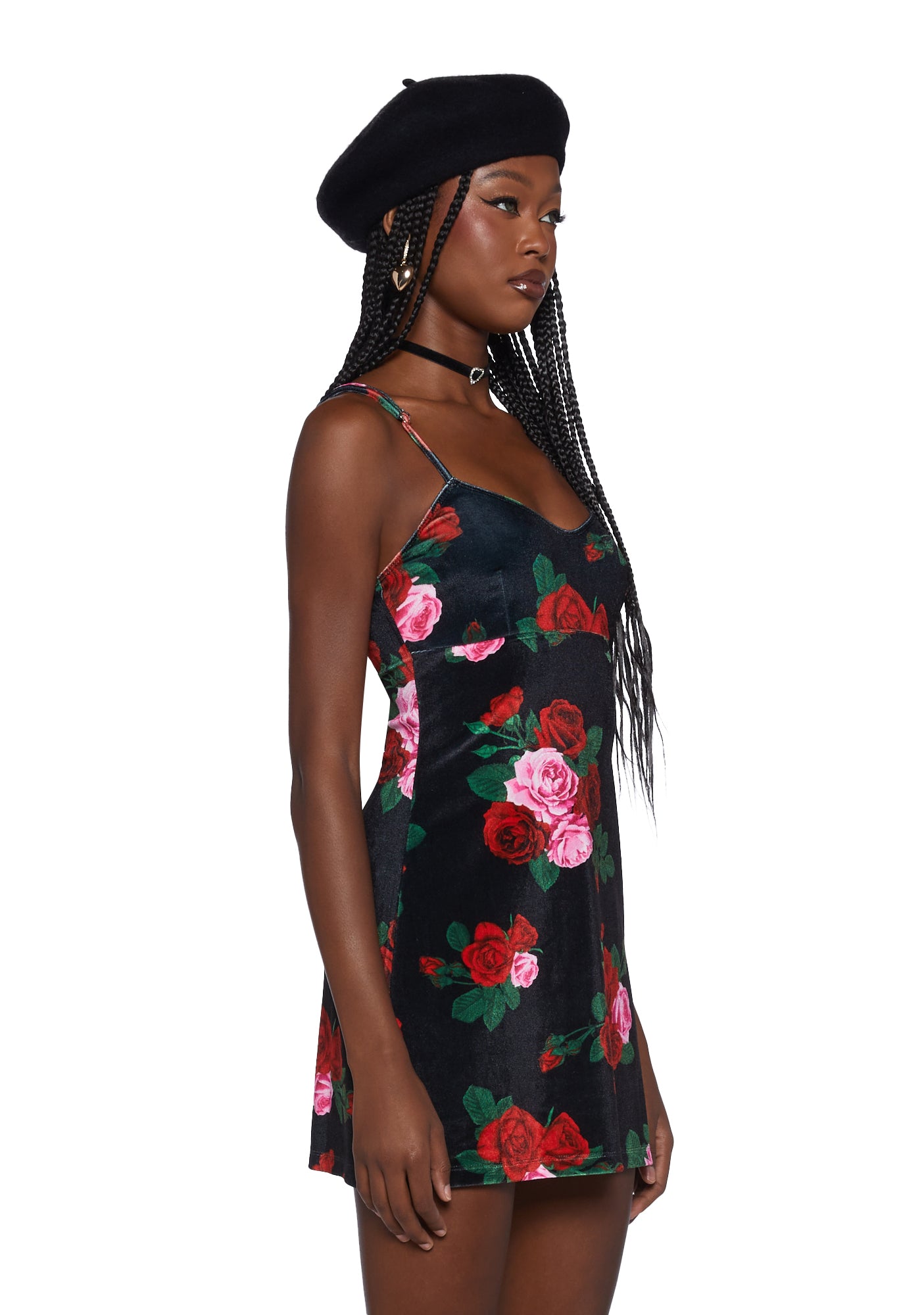 25SS◆HAE BY HAEKIM◆Flower Cut out mini Dress Sugar Thrillz Velour Floral Print Mini Dress - Black – Dolls