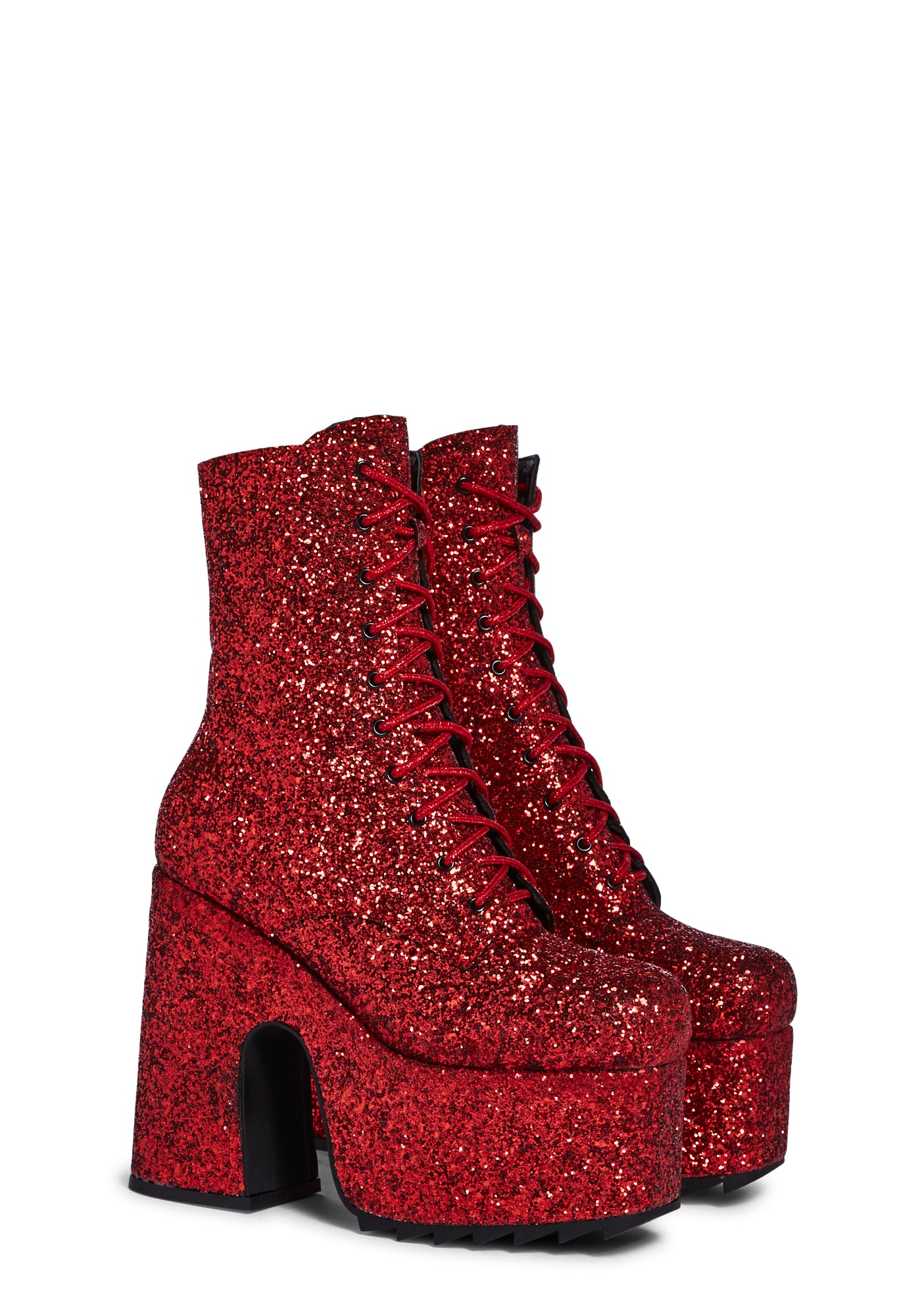 red chunky platform boots