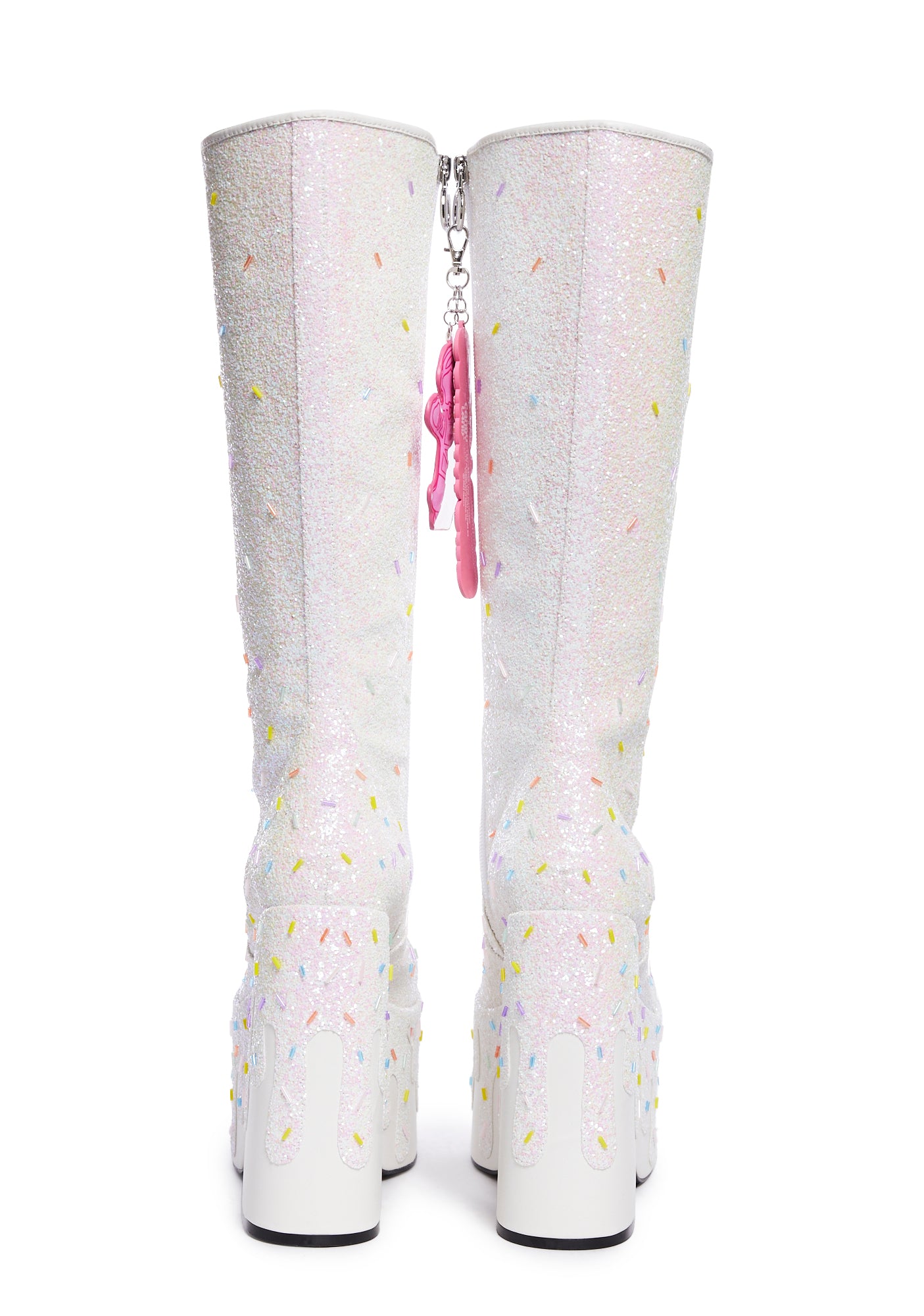 Dolls Kill x Candyland Glitter Sprinkles Knee High Boots - White