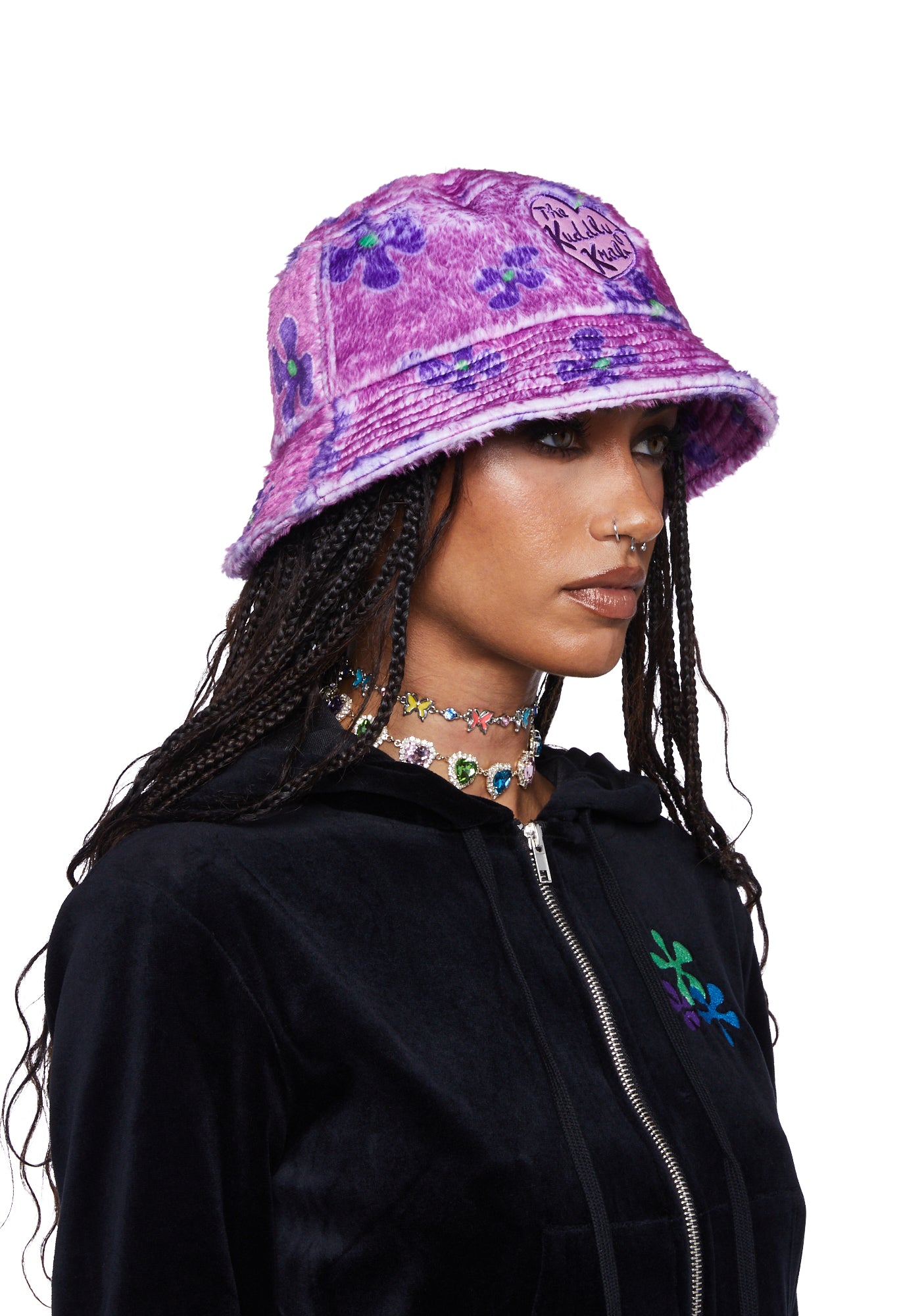 Leopard Print Fuzzy Purple Bucket Hat Dolls Kill X Spongebob The