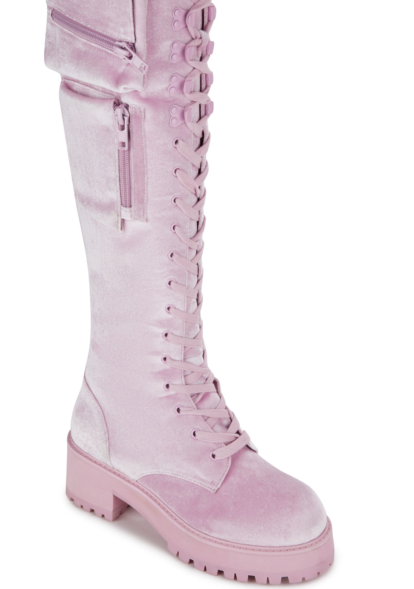 Sugar Thrillz Velvet Combat Boots With Pocket - Pink – Dolls