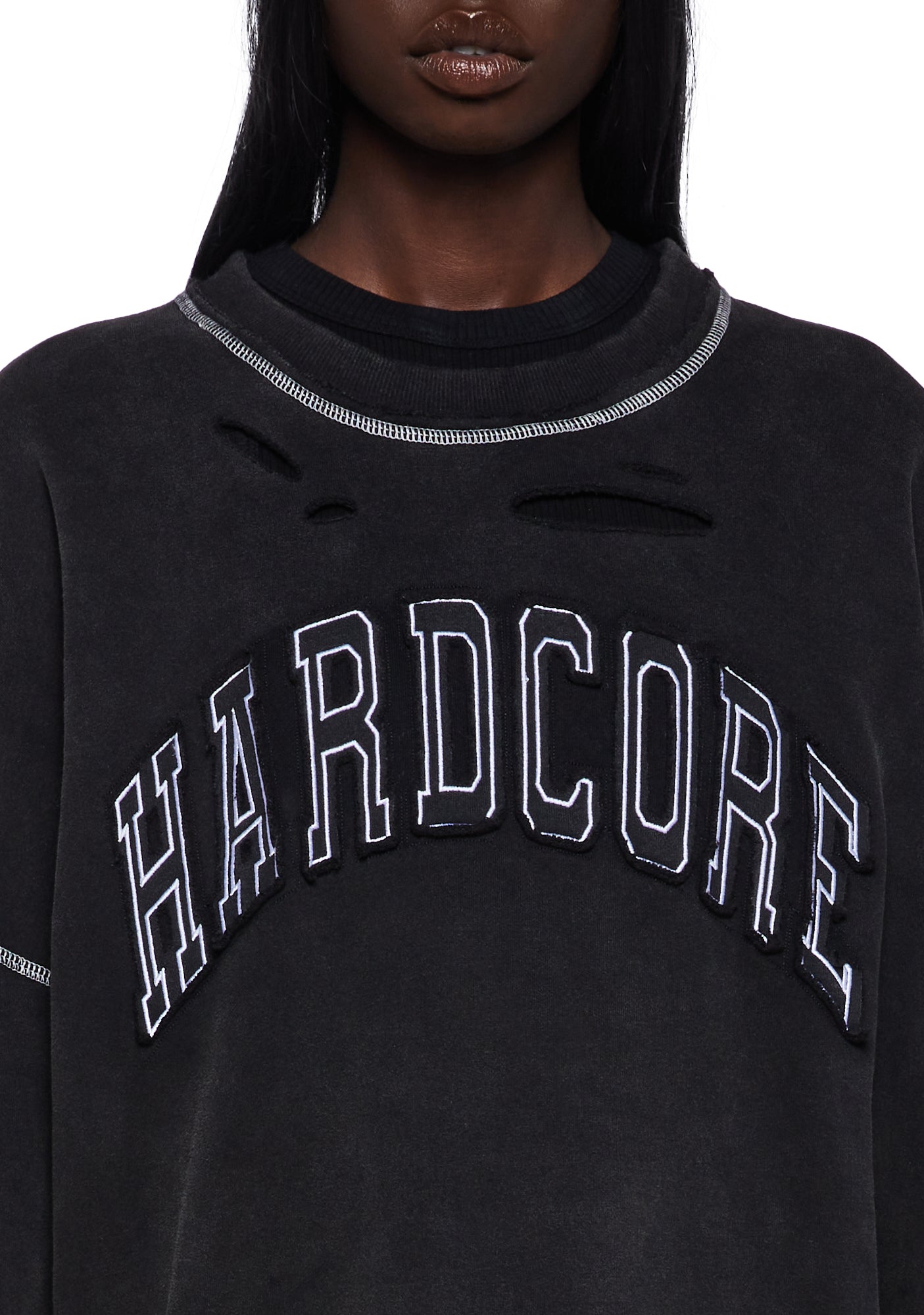 Current Mood Hardcore Distressed Oversized Sweater - Black