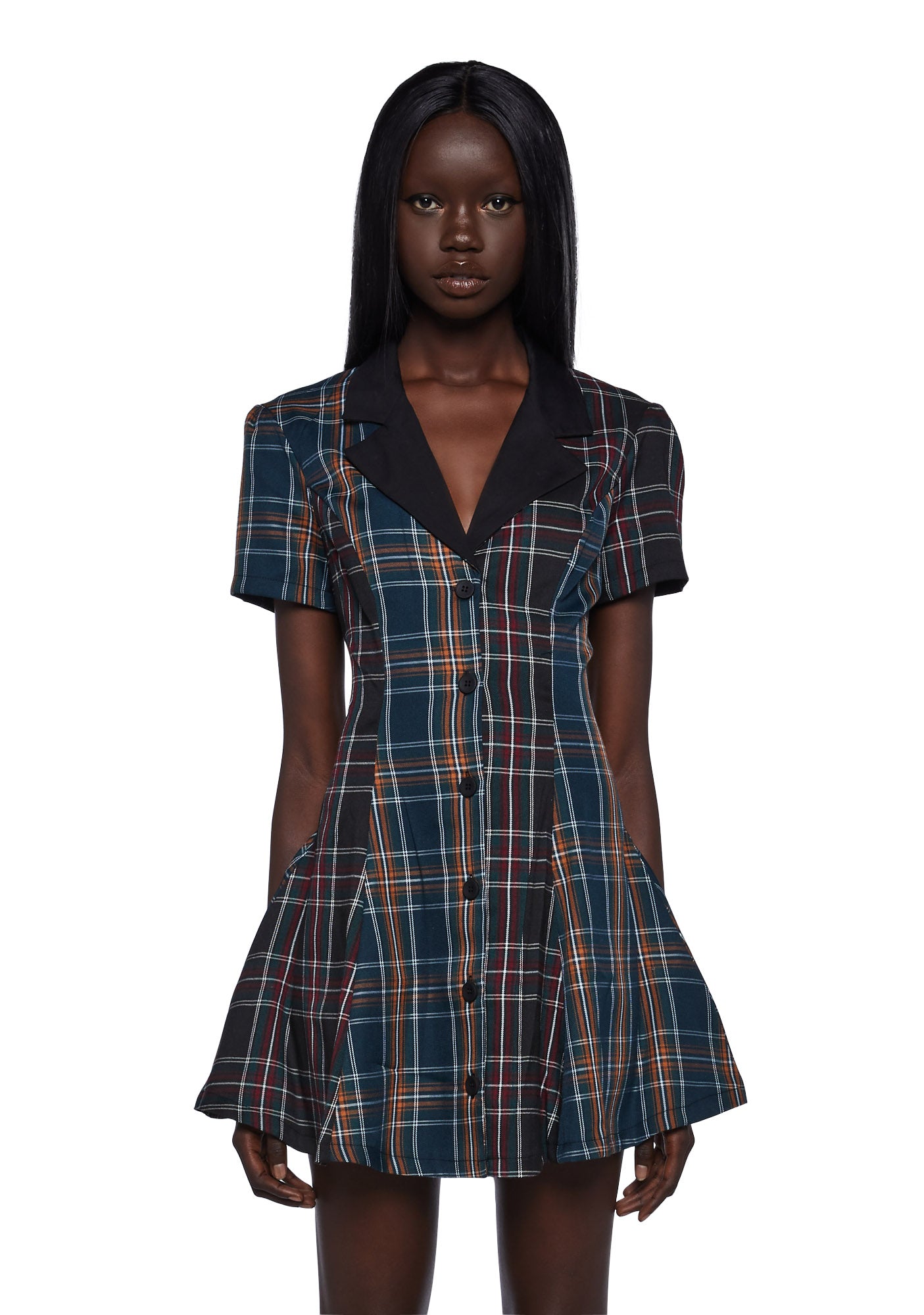 Current Mood Plaid Shirt Dress