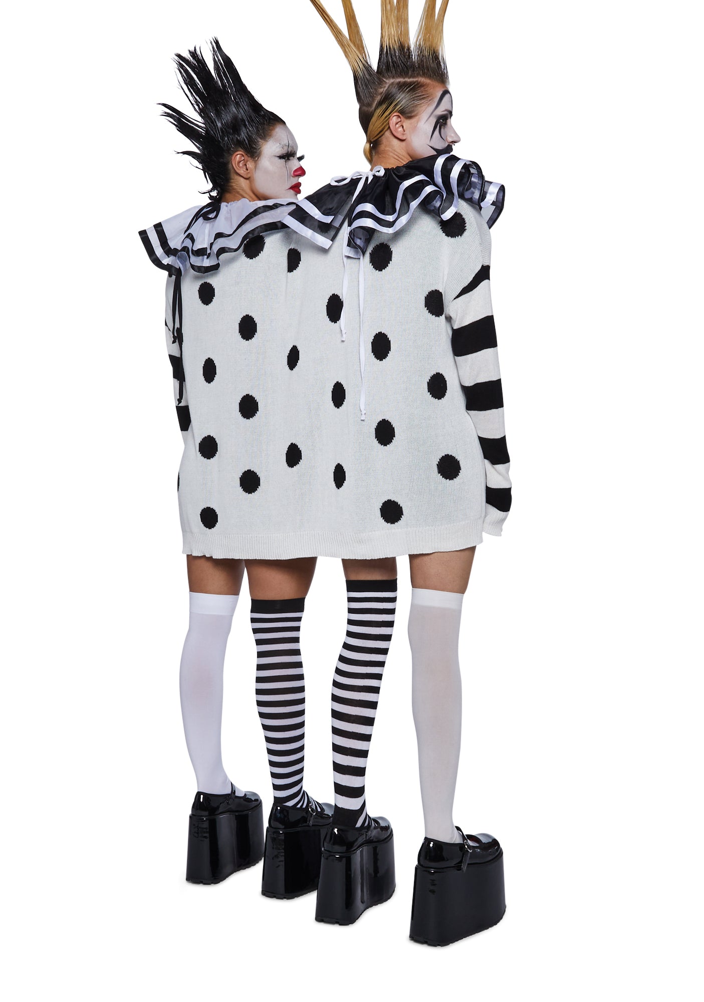 Clown Trouble Knit Sweater Set - Black/White