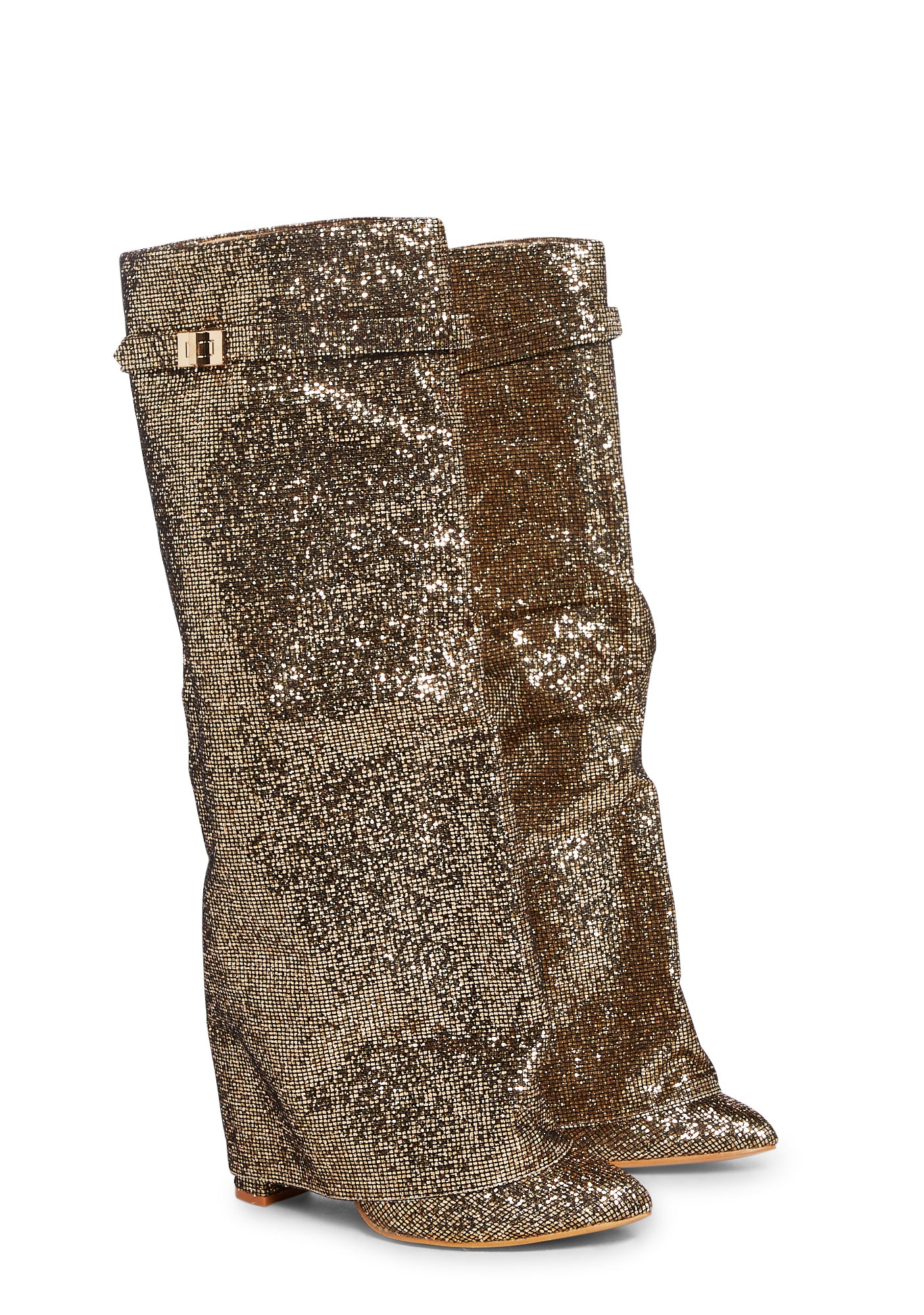 Echo Fold Over Glitter Boots Gold