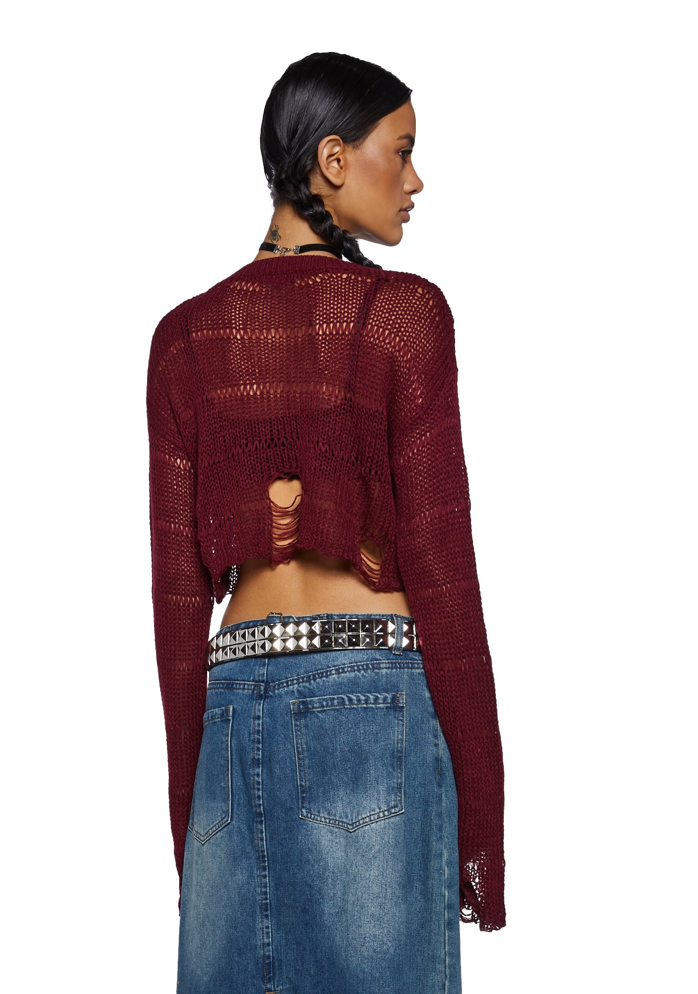 Melancholic Melody Crop Sweater Burgundy
