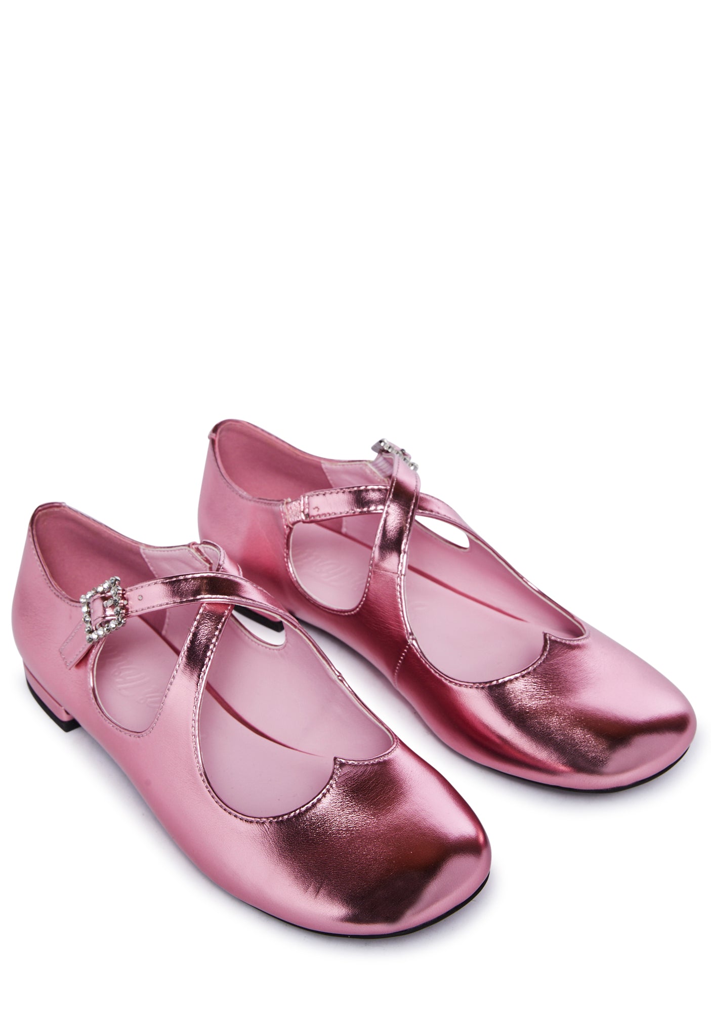 Sugar Thrillz Metallic Heart Cut Out Mary Jane Ballet Flats
