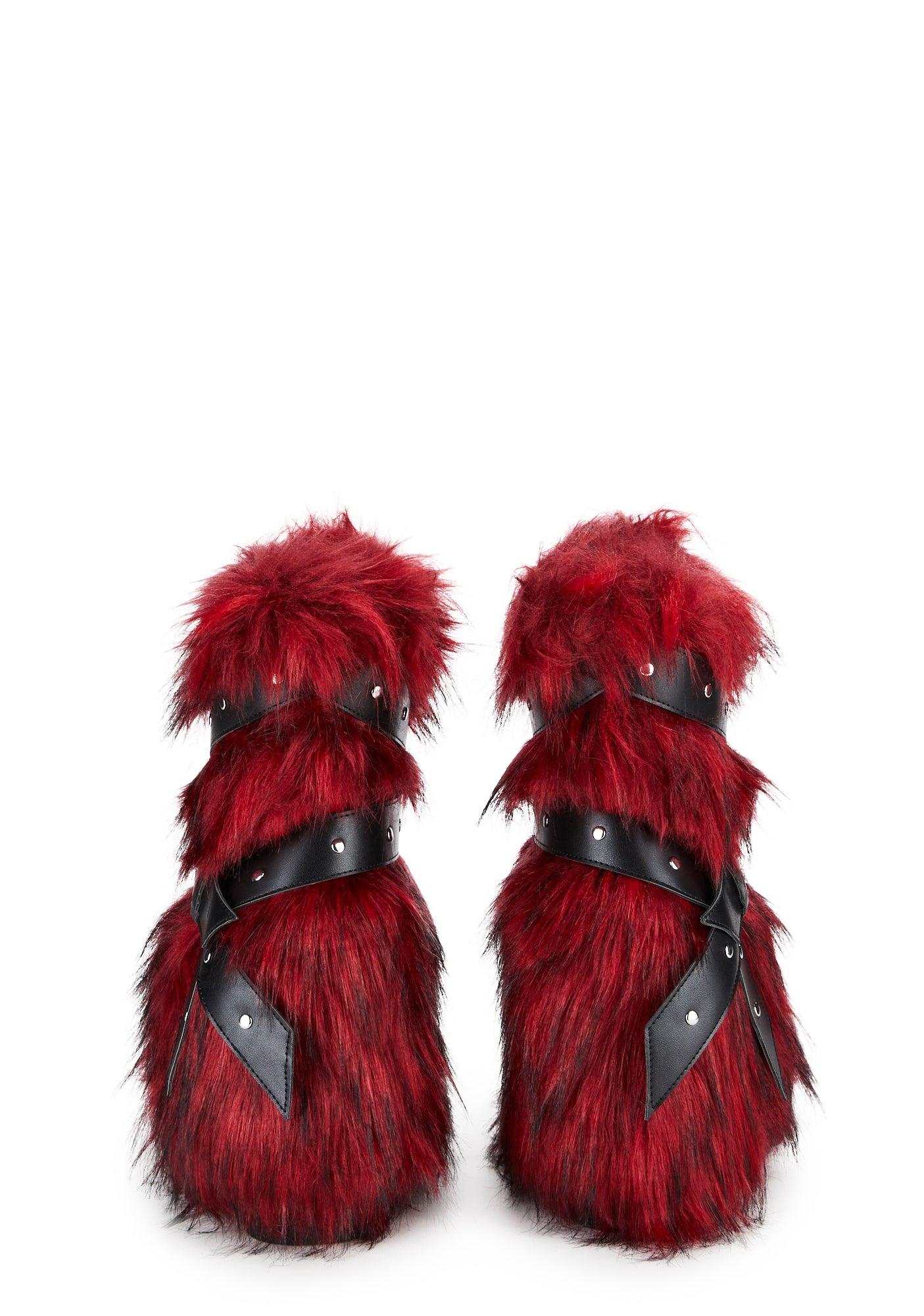 Low Wild Instincts Faux Fur Combat Boots - Red