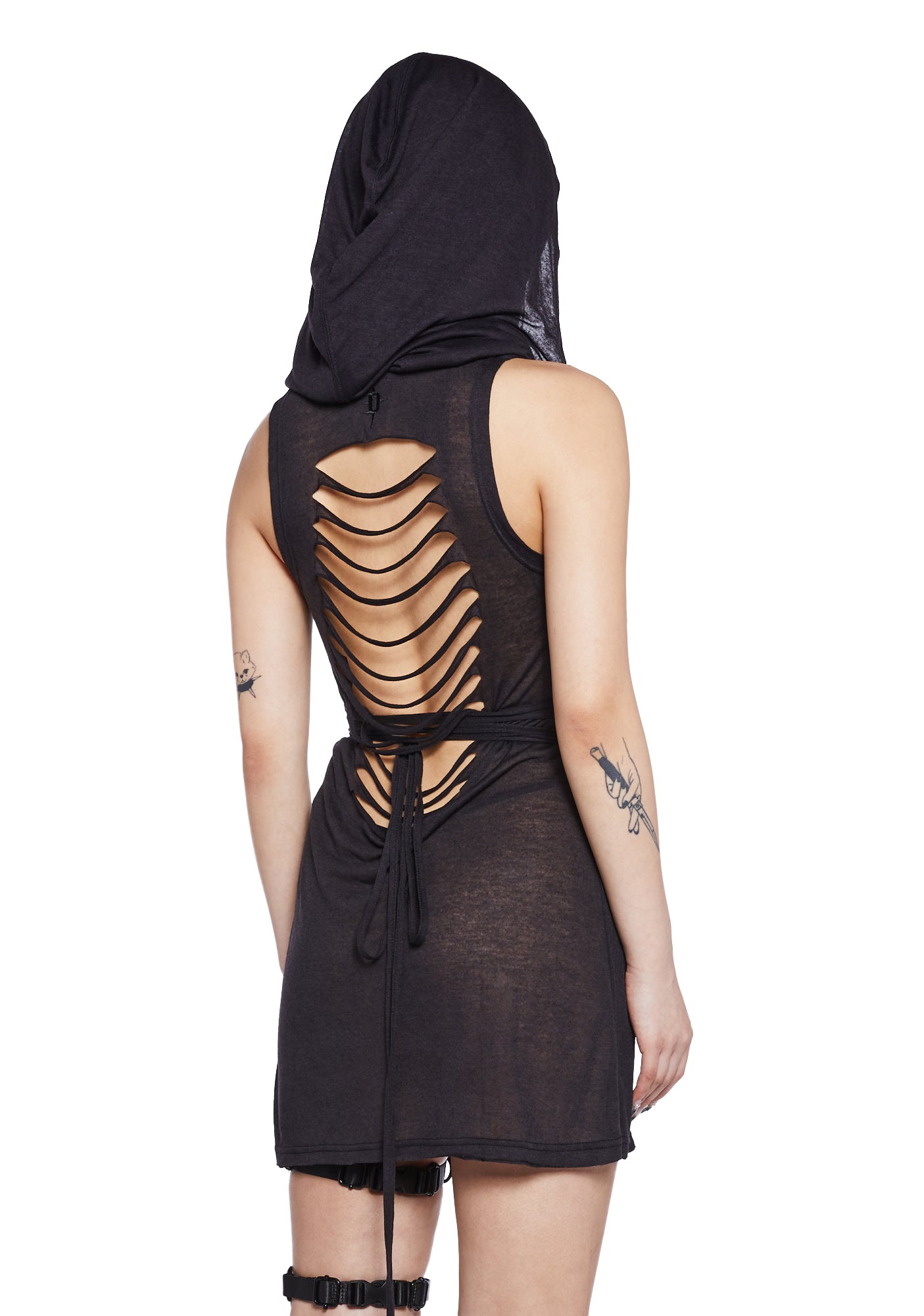 sheer hooded dress Ladies Crochet Lace Sheer Hooded Dress Long Puff Sleeve Tunic Victorian Summer