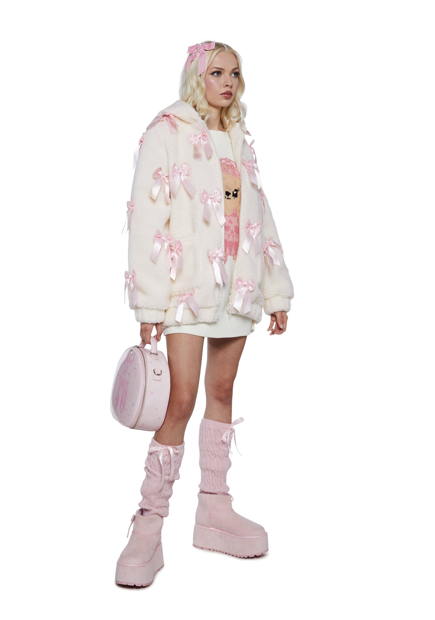 かわいい新作 Sugar Kill Dolls – White - Girly Bows With Jacket Sherpa Thrillz ジャケット・アウター