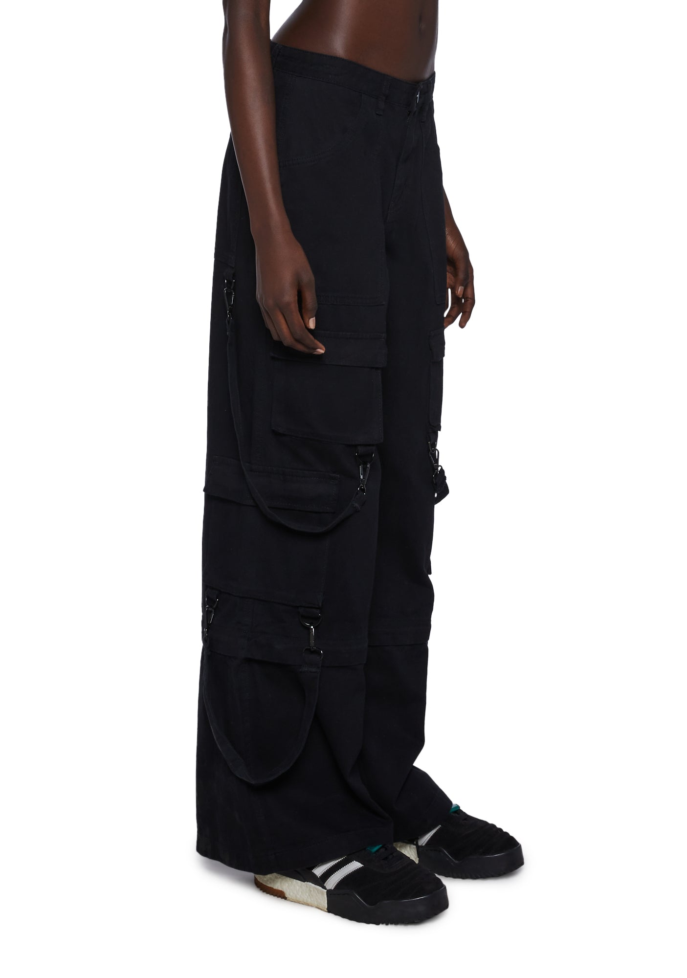 Current Mood Twill Low Rise Cargo Pants - Black – Dolls Kill