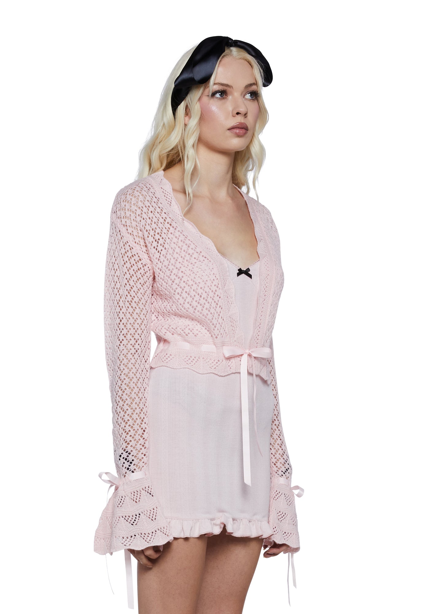 épine lace bare top & cardigan set pink 10f3b8787e52477d78a6a8d6a77fb9
