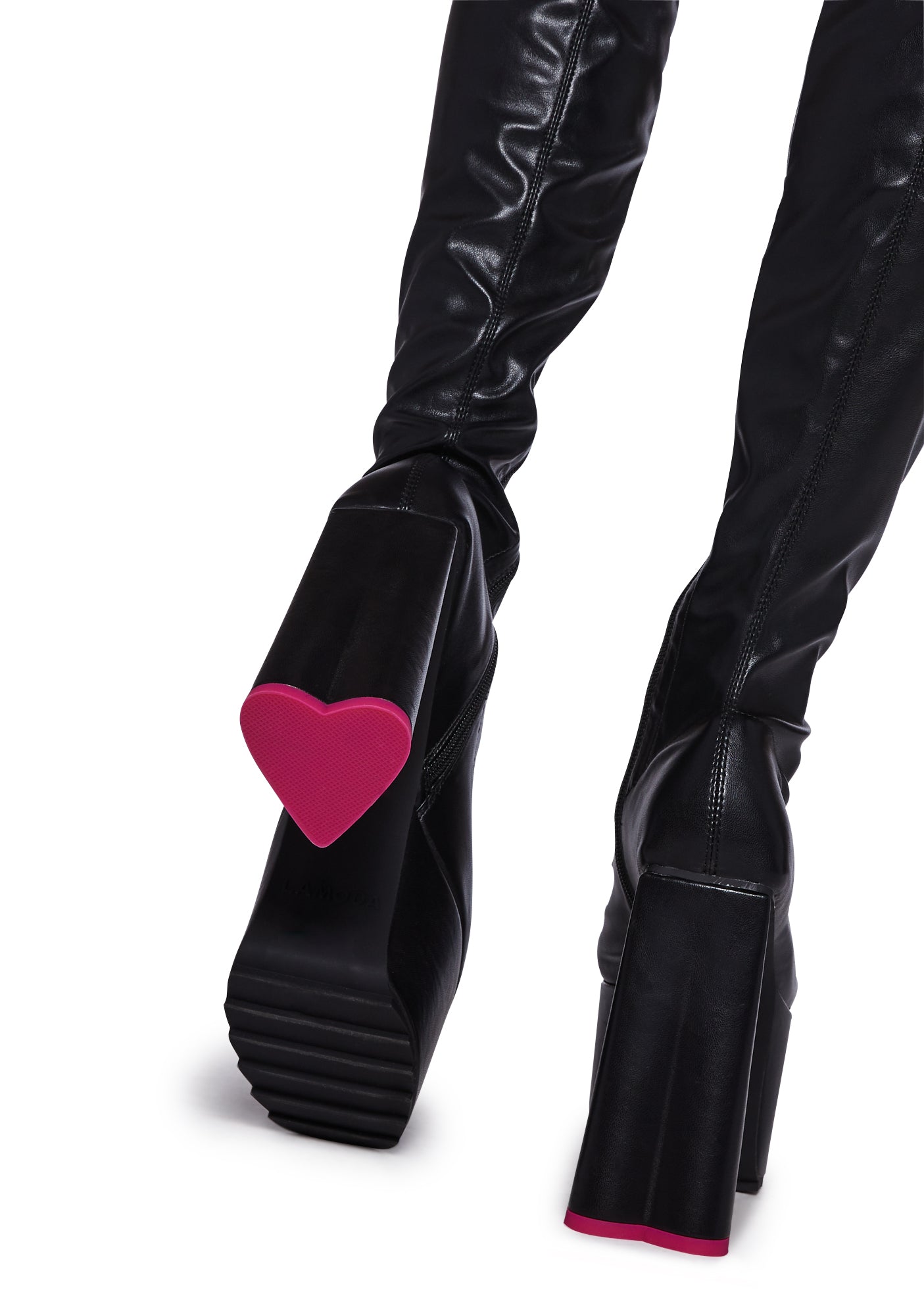 Lamoda Thigh High Pink Boots Lamoda Sweet Talker Pink PU Platform