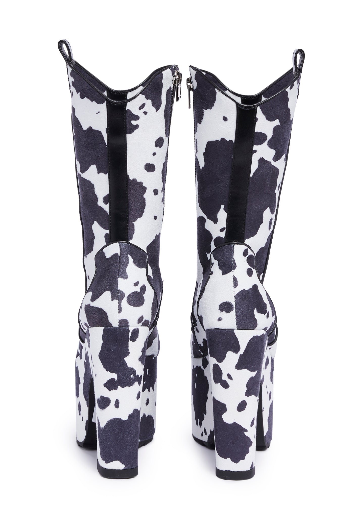 Lamoda Cow Print Platform Boots - Multi – Dolls Kill