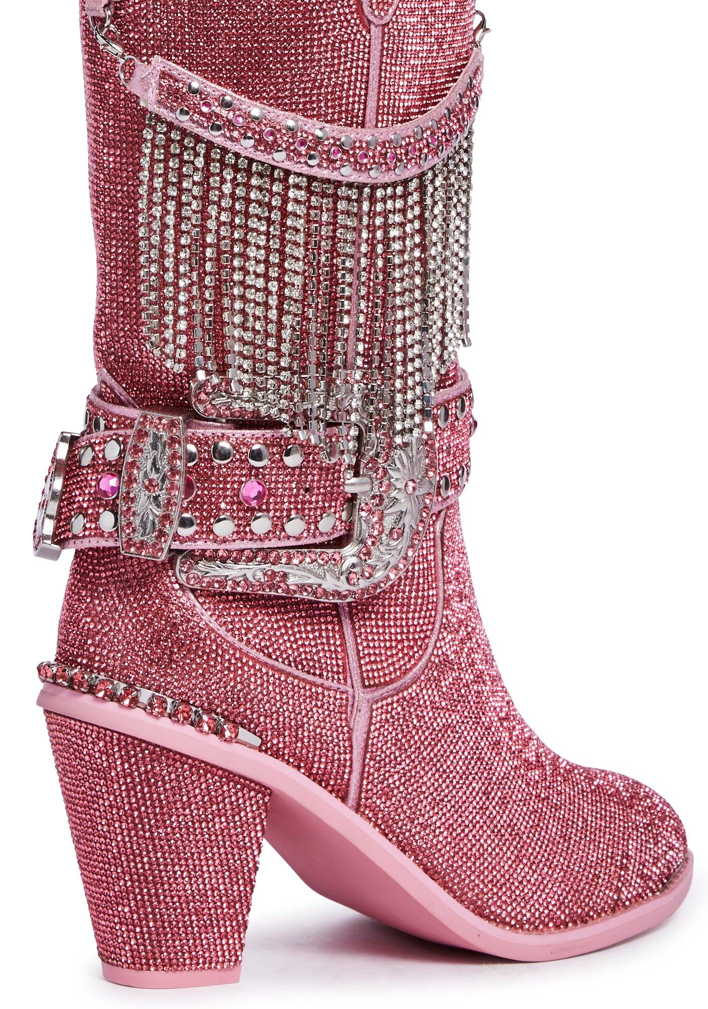 Fringe Sheriff Shine Cowboy Boots Pink