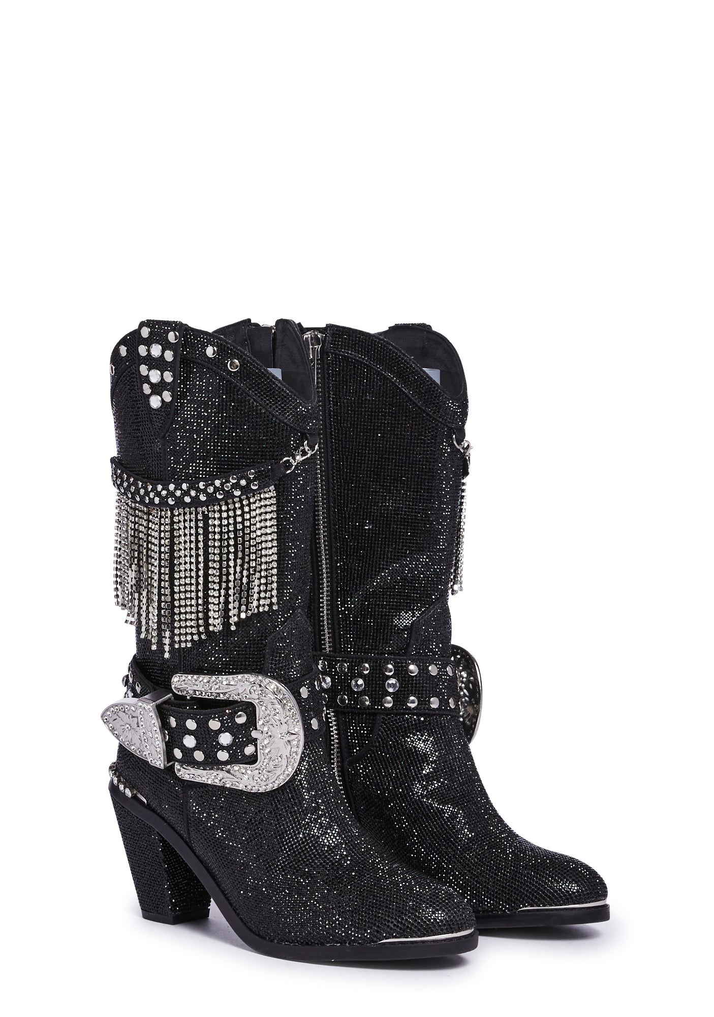 靴 Club Exx DollsKill Club Exx Lace Up Rainbow Platform Ankle Boots - Black