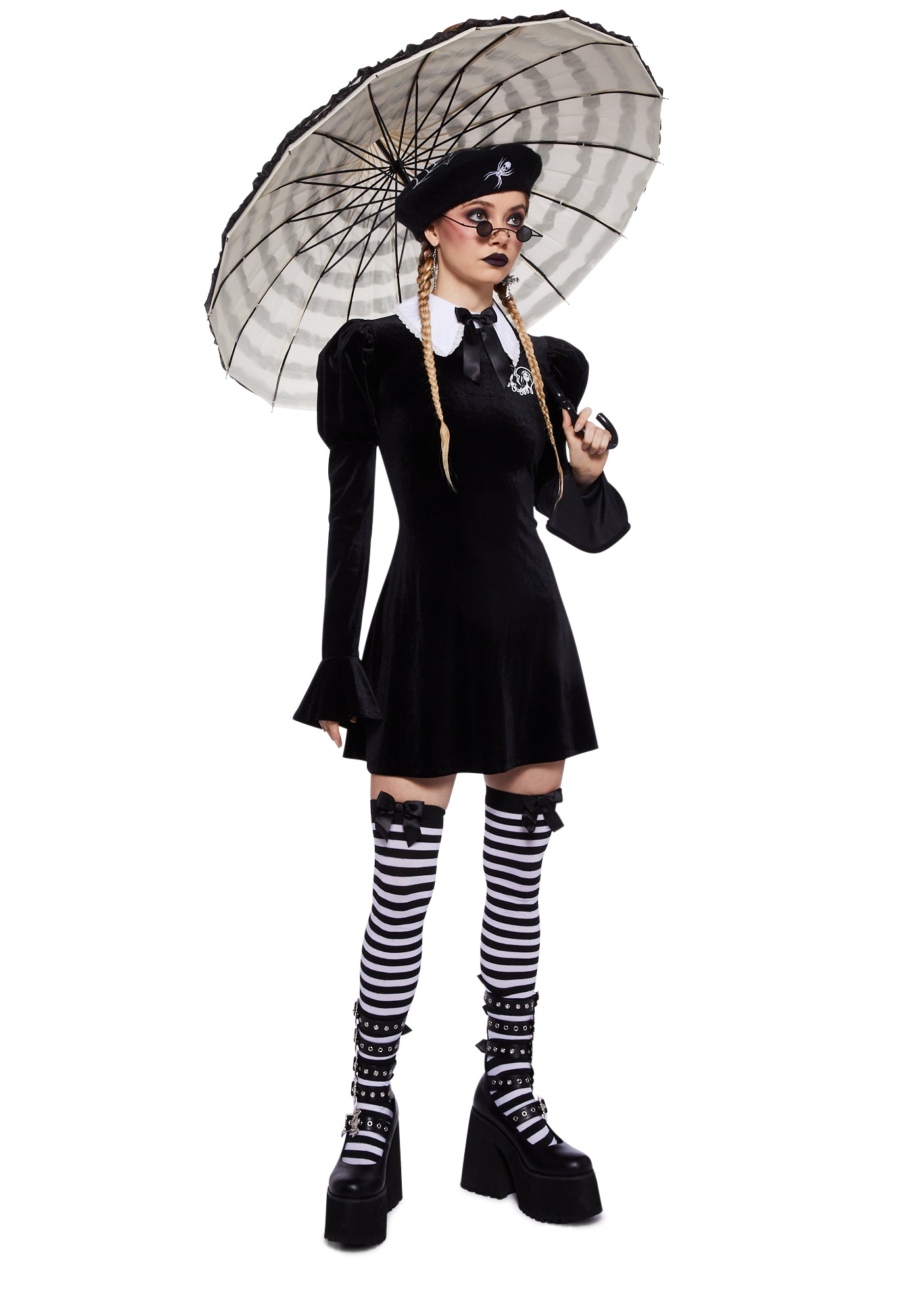 Dolls Kill X Corpse Bride Mini Knit Dress- Black