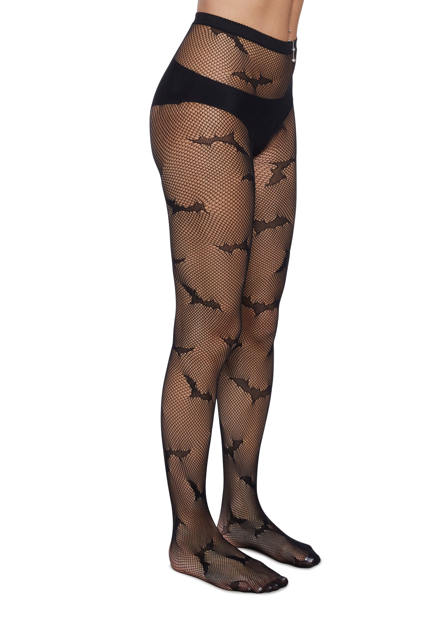 NIHON KIDS - Gothic Bat Cross Tights Black Pink
