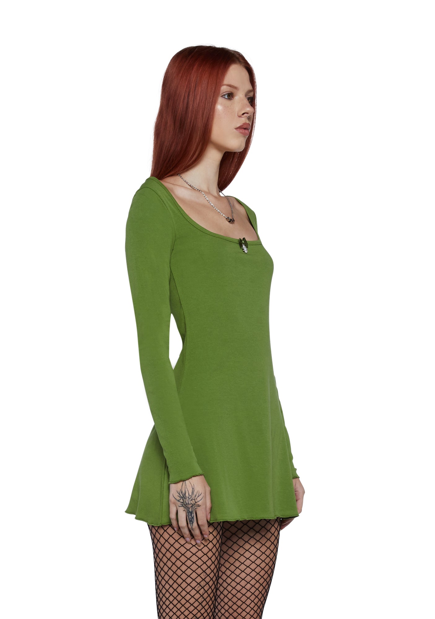 Delias Long Sleeve Mini Dress- Green Dolls Kill Delias Long Sleeve Mini Dress- Green Dolls Kill