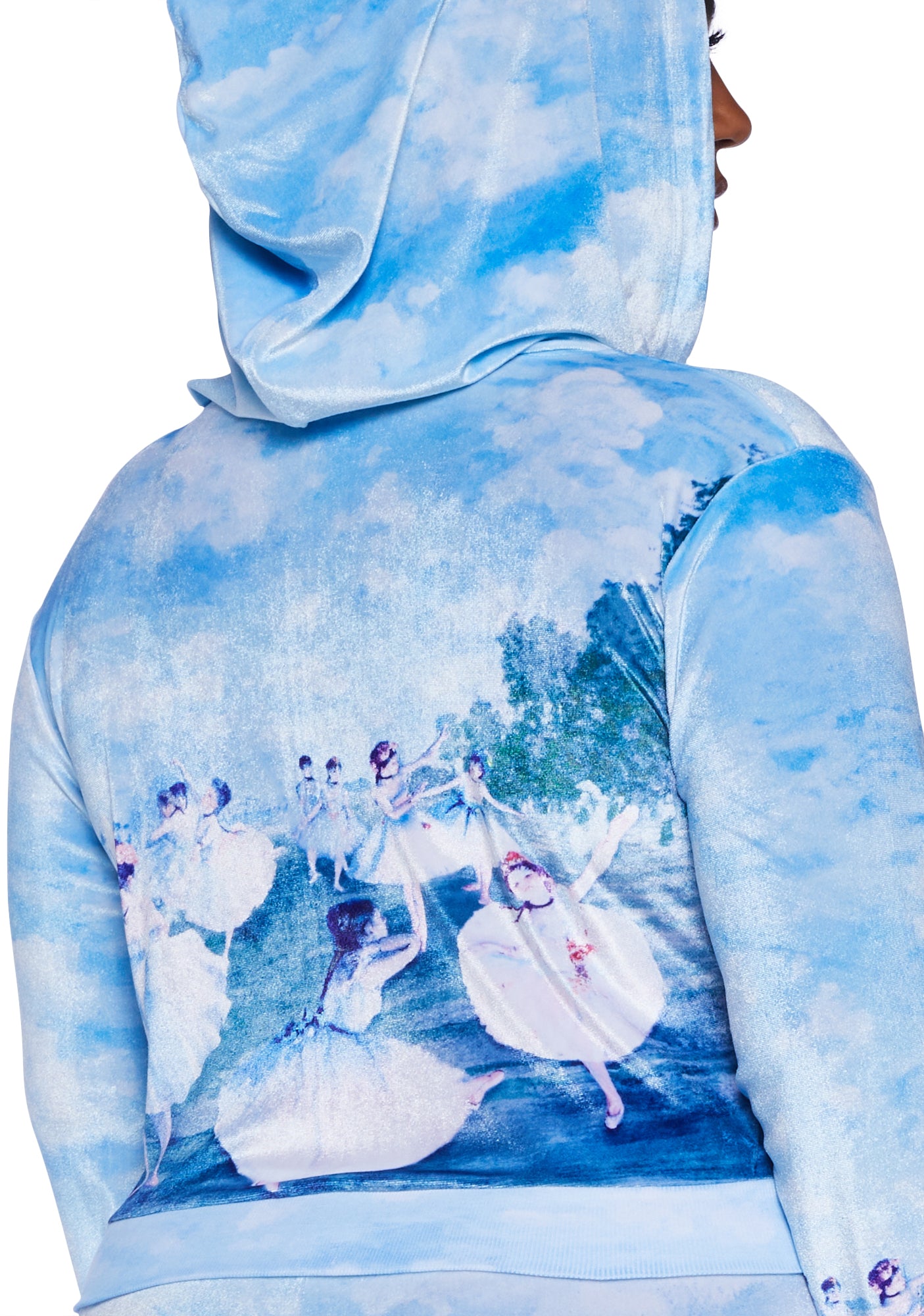 Plus Size Sugar Thrillz Ballet Graphic Cropped Hoodie - Blue