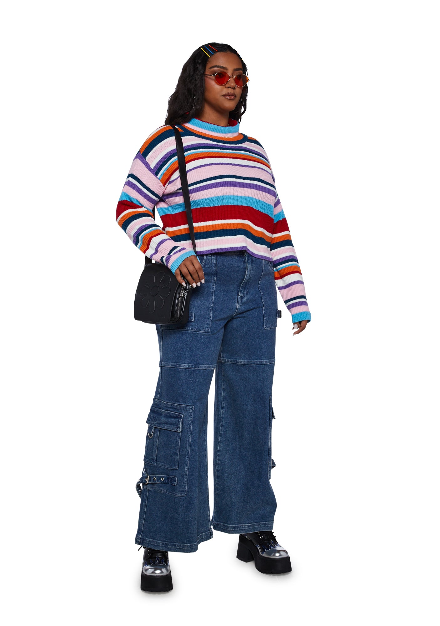 Plus Size Delia s by Dollskill Striped Turtleneck Sweater Multi Dolls Kill