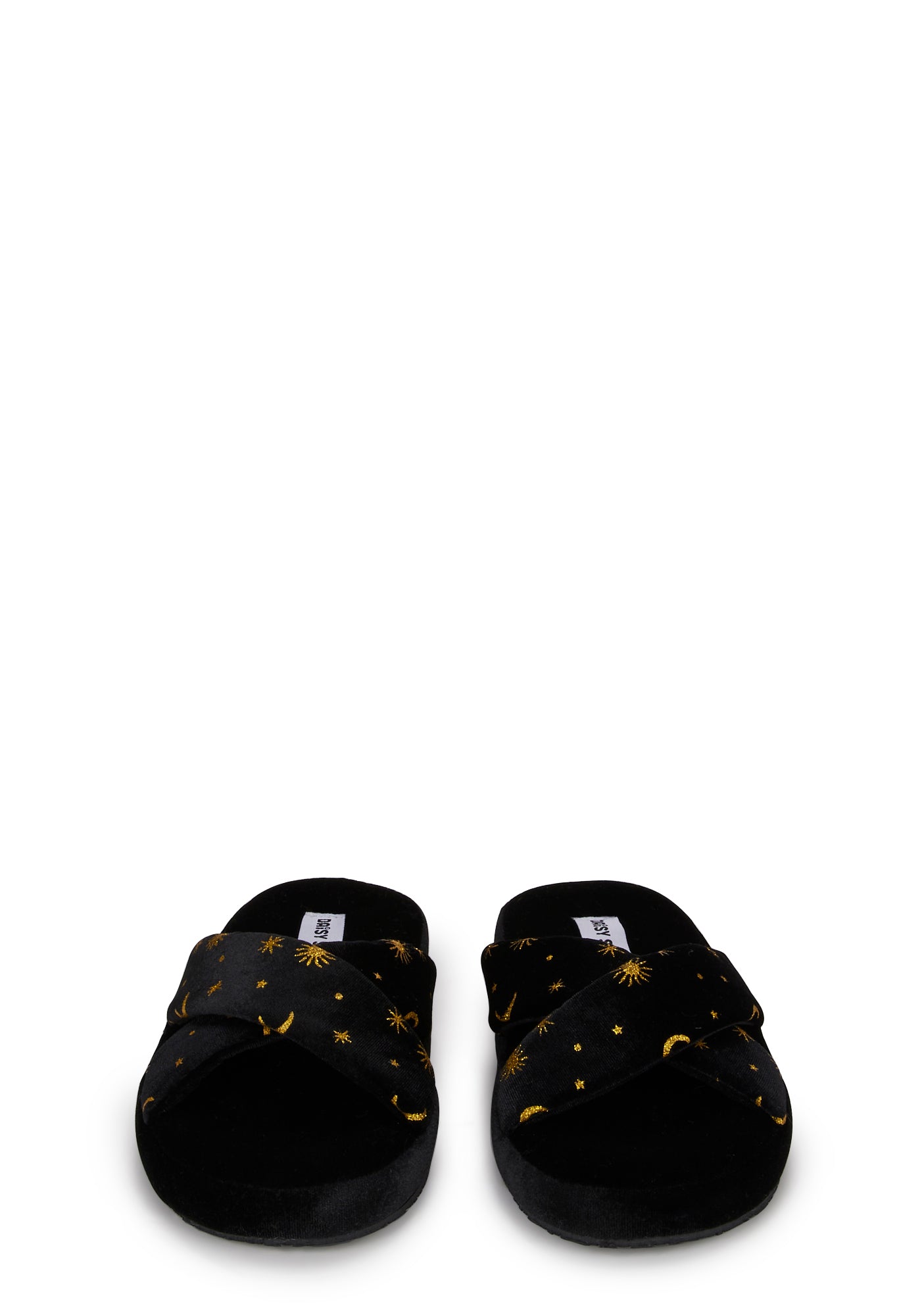 Daisy Street Star Print Slippers- Black – Dolls Kill