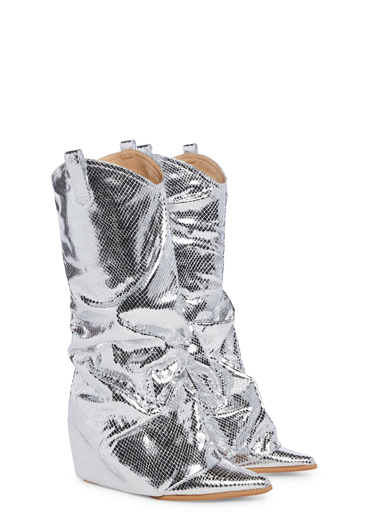 Silver wedge boots cheap
