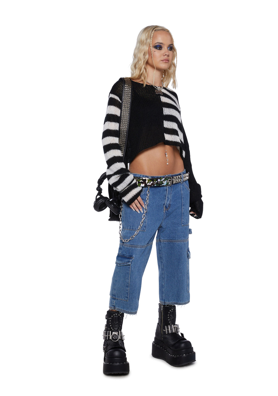 State Of Ruin Cropped Sweater - White - alternate