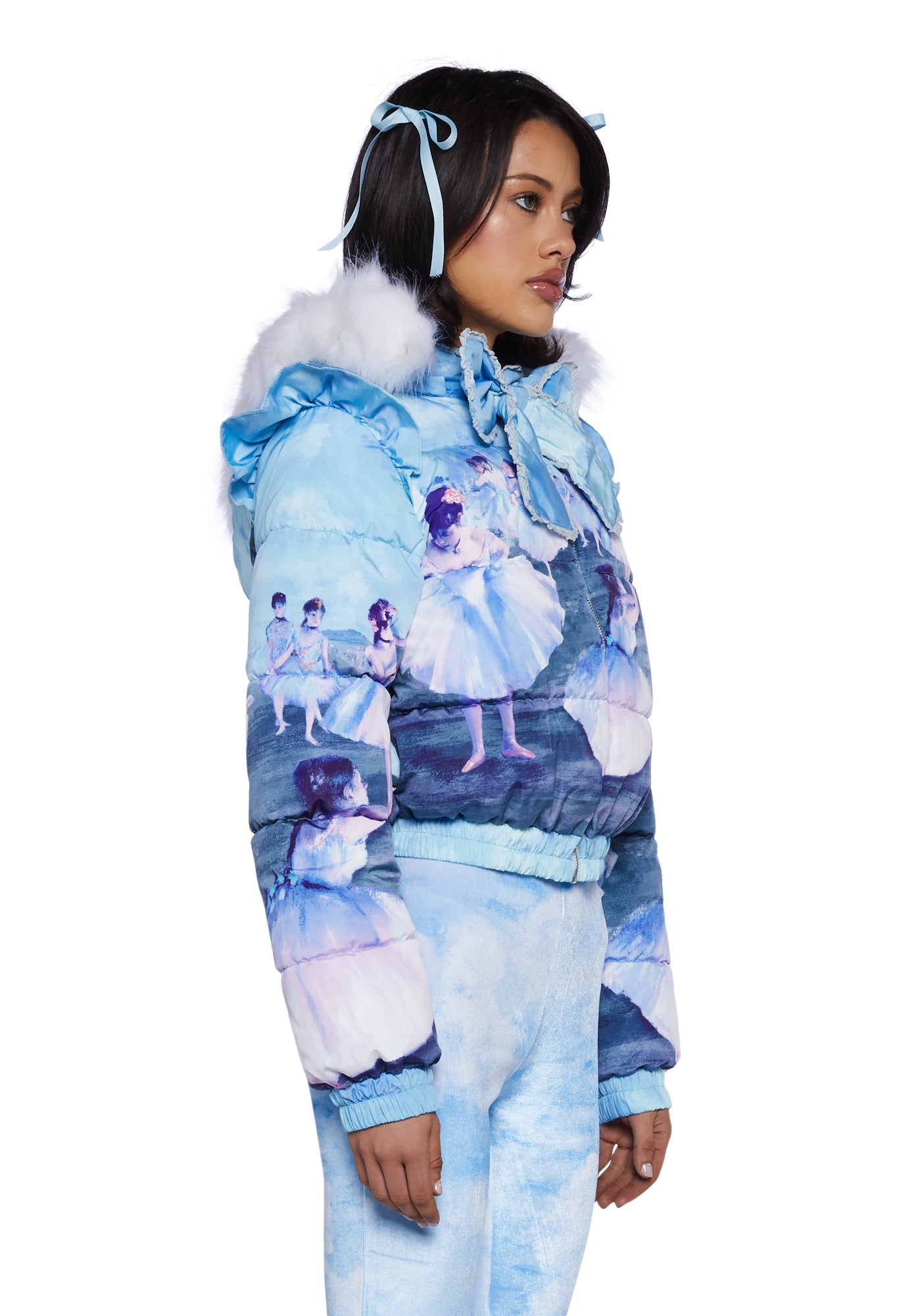 Sugar Thrillz Ballet Scene Graphic Puffer Jacket - Blue