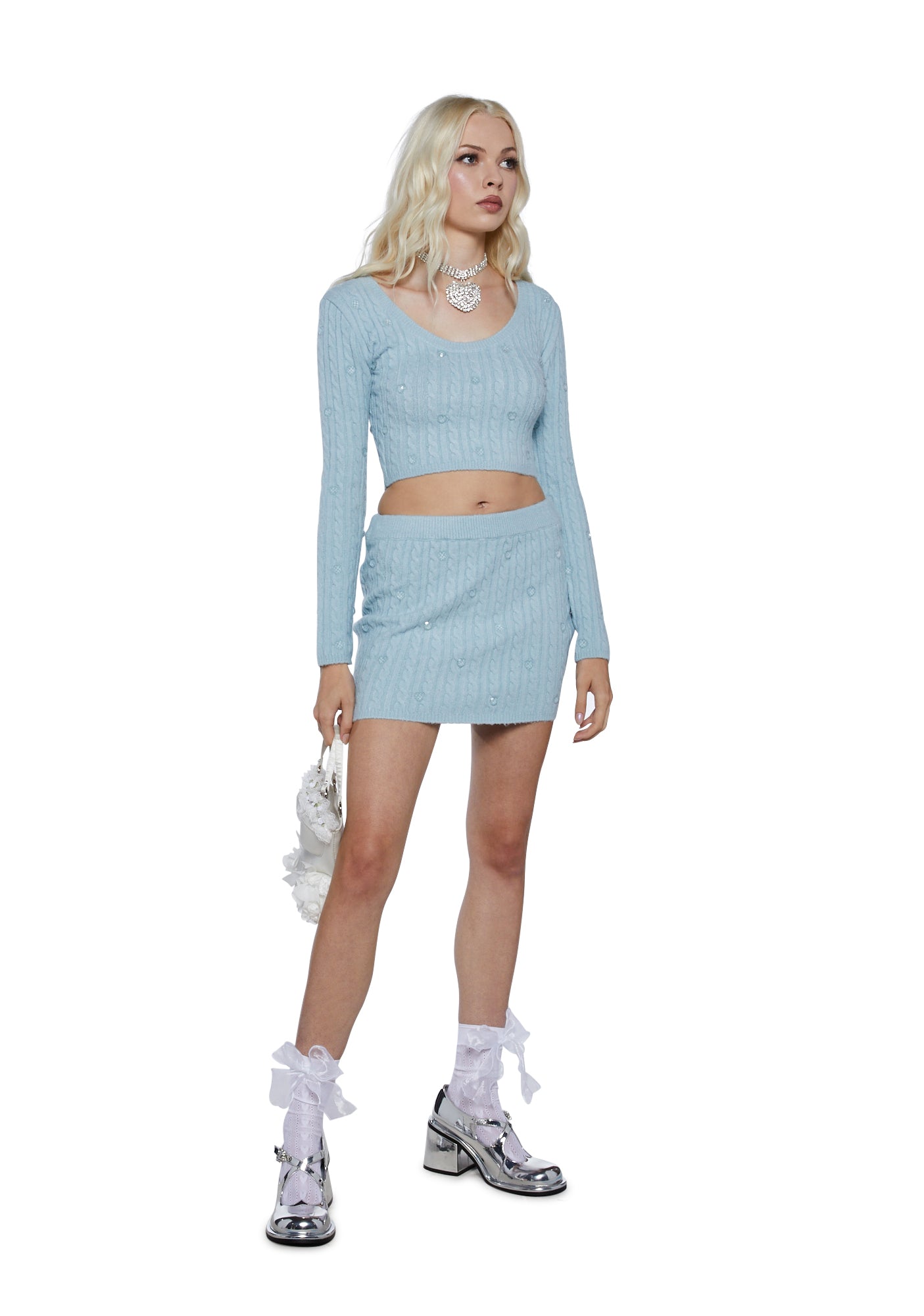 Light Blue Zip-Up Mini Skirt | Tzuyu - Twice