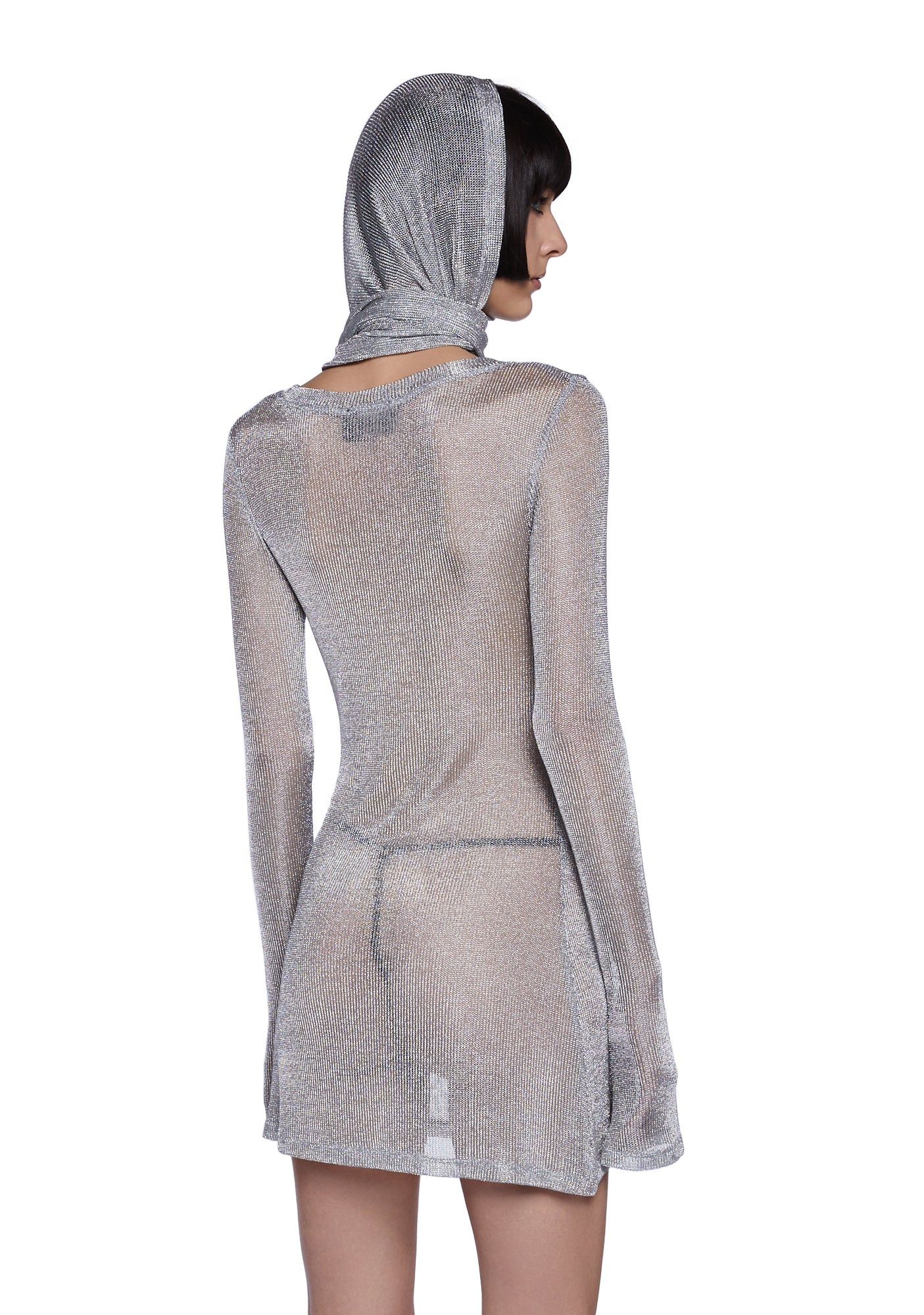 metallic knit dress silver Metallic Knit Off-the-Shoulder Dress with Slit