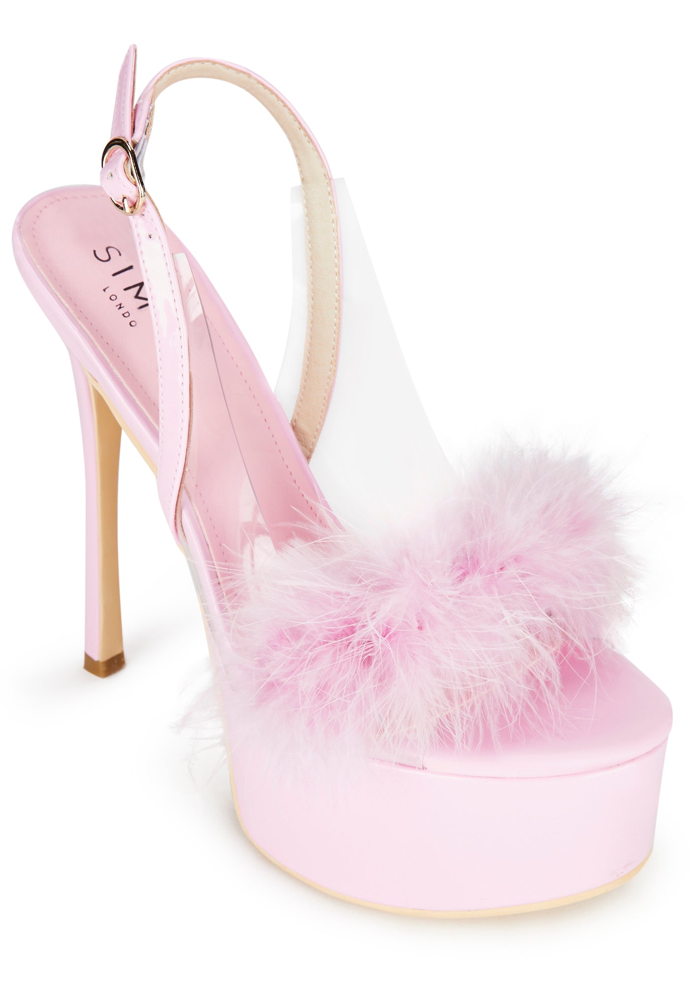 Simmi Fluffy Stiletto Heels Pink – Dolls Kill - Main Image