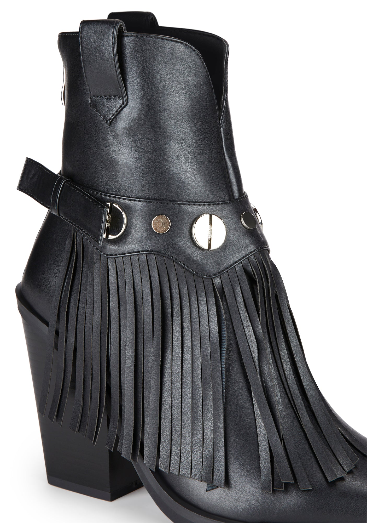 SIMMI Fringe Ankle Boots - Black – Dolls Kill
