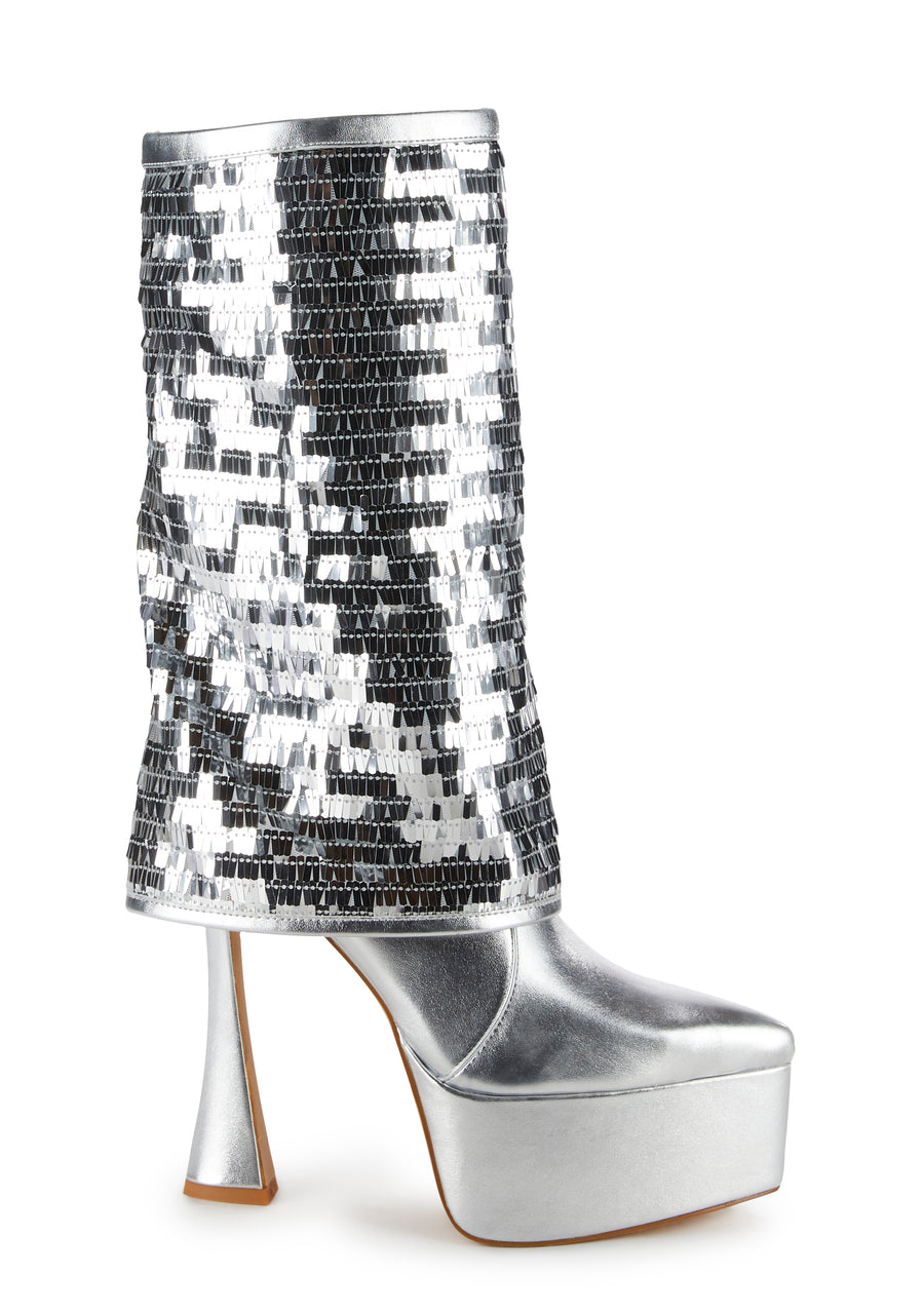 Lowell Platform Heels-Silver