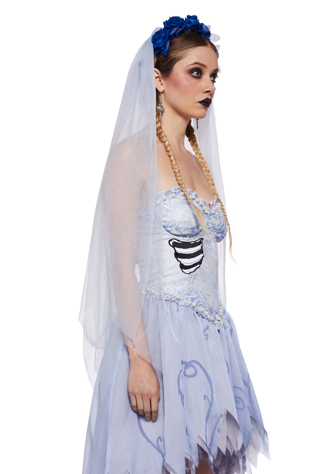 Dolls Kill x The Corpse Bride Brocade High Low Dress - Blue