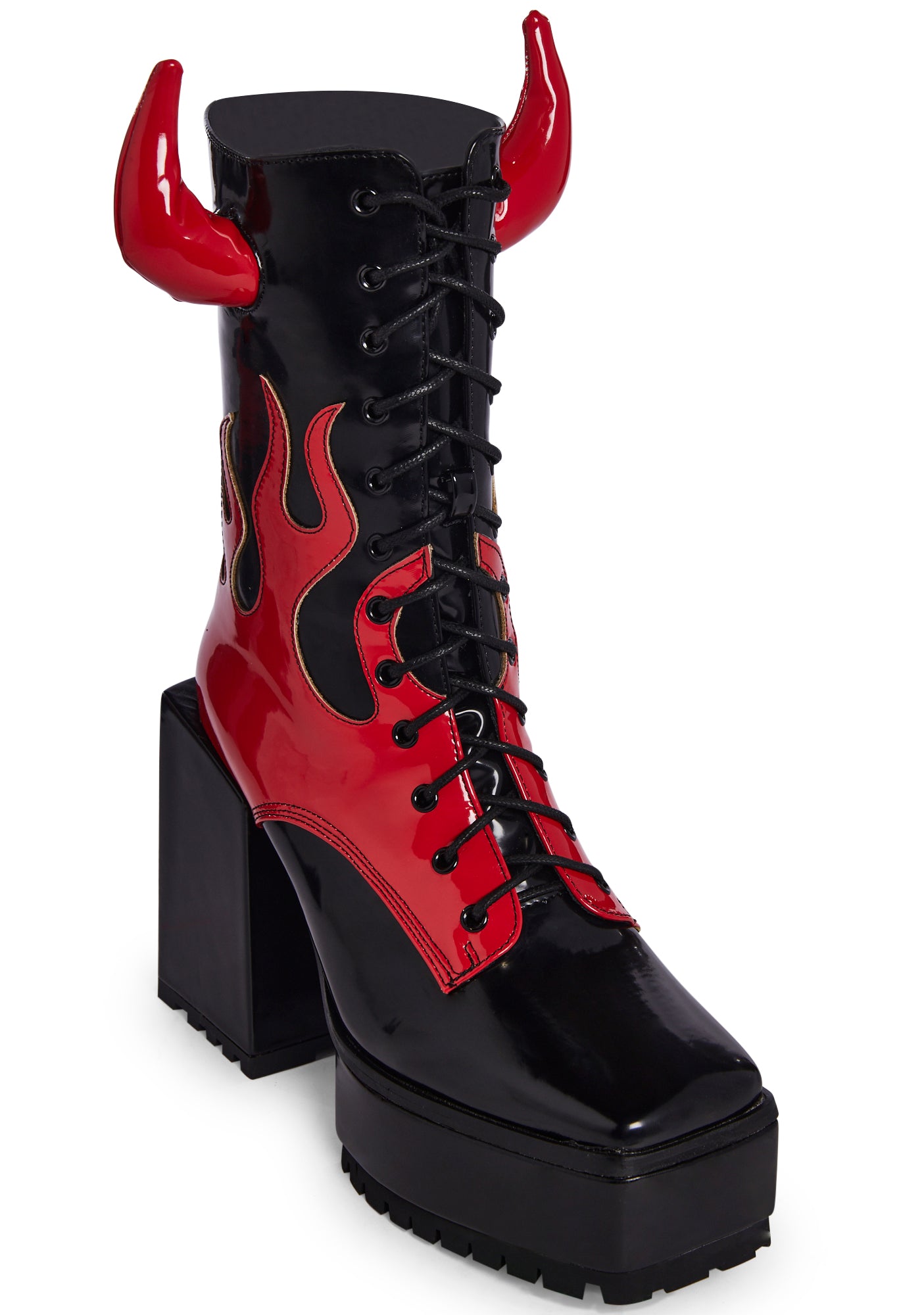 通販 Lemon Drop Red Boots- Platform Up Lace Devil Privileged By 靴