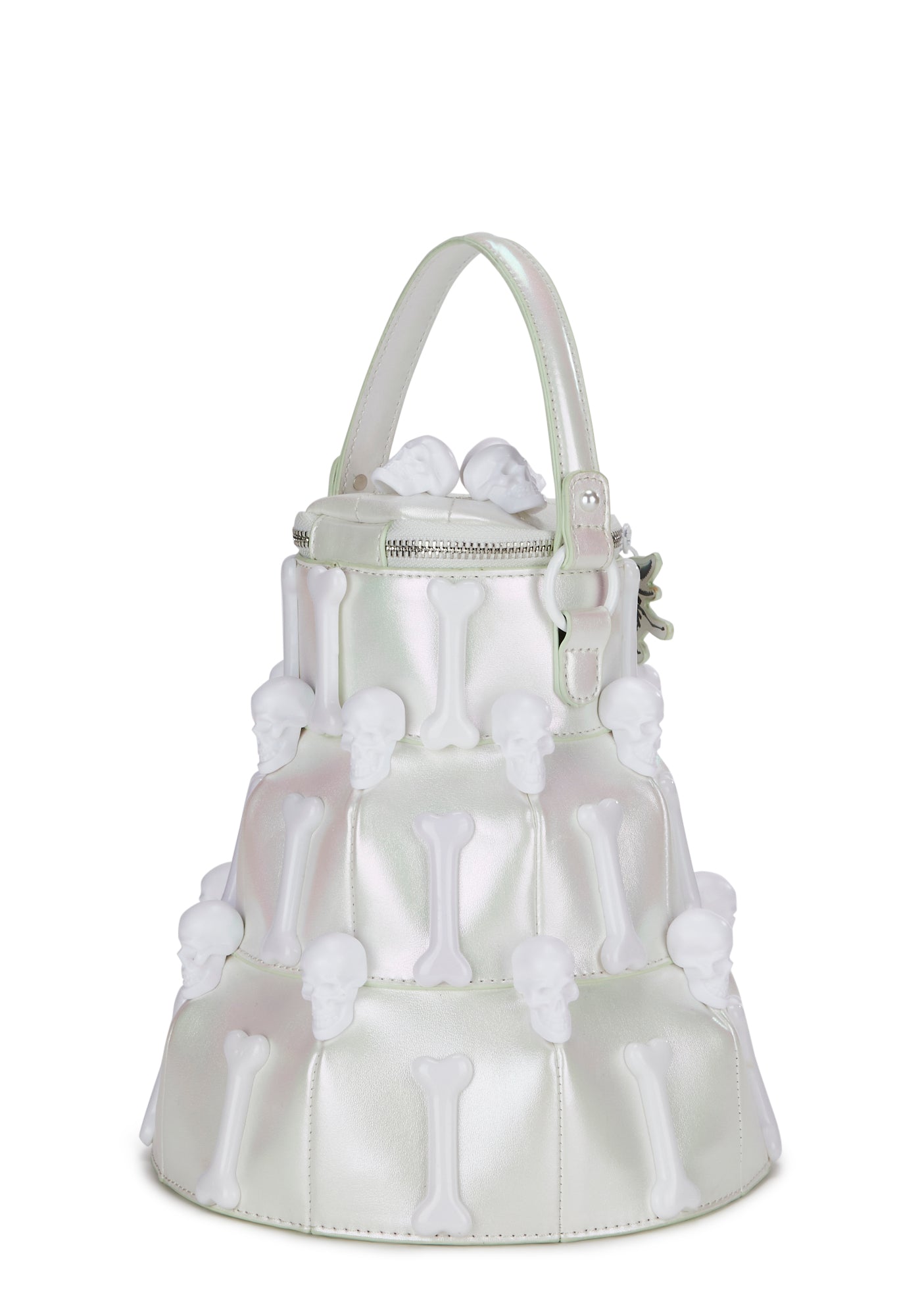 Dolls Kill x Corpse Bride Iridescent Wedding Skull Bone Cake Hand Bag Off White