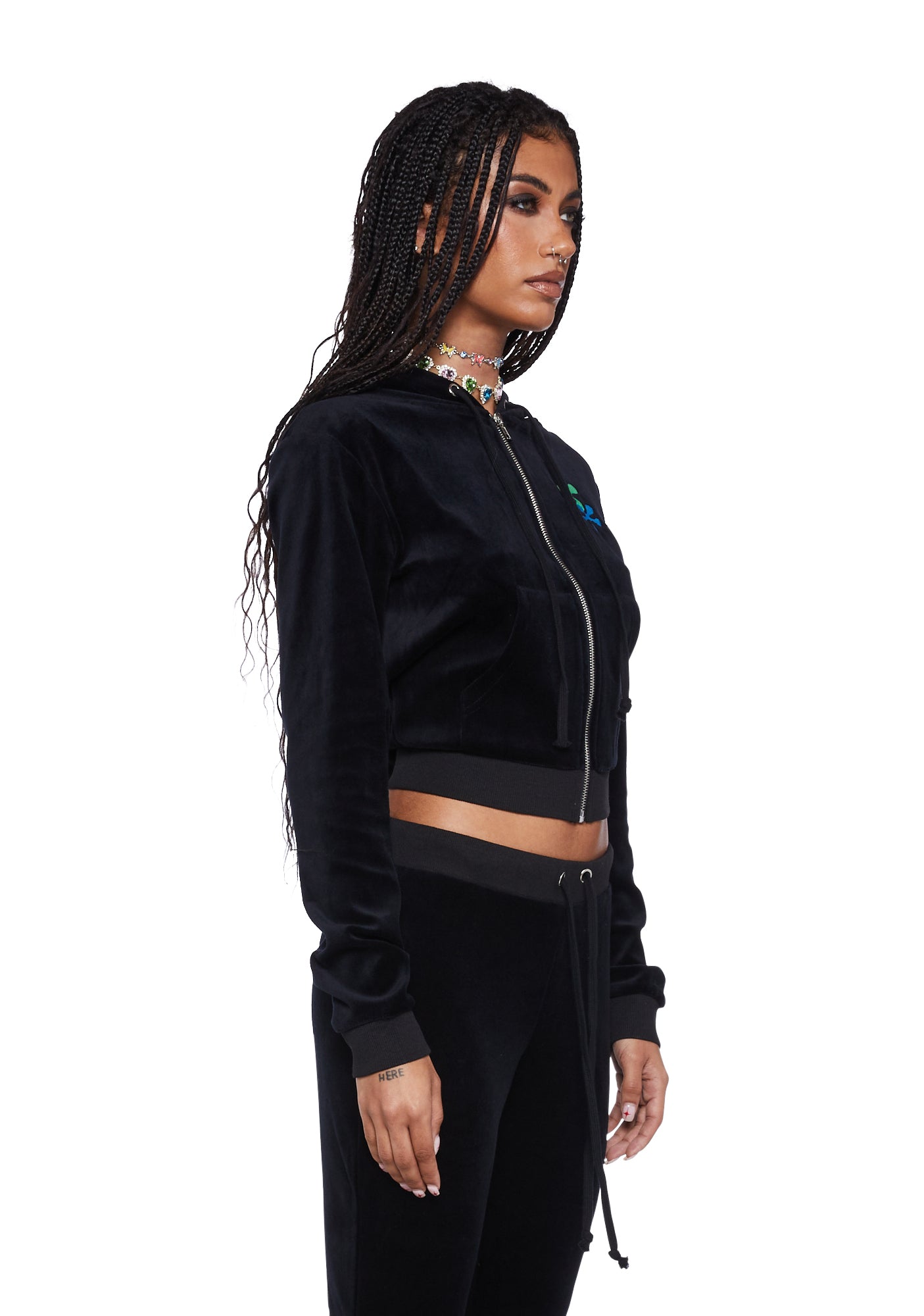 Dolls Kill x SpongeBob Gary Velour Hoodie - Black