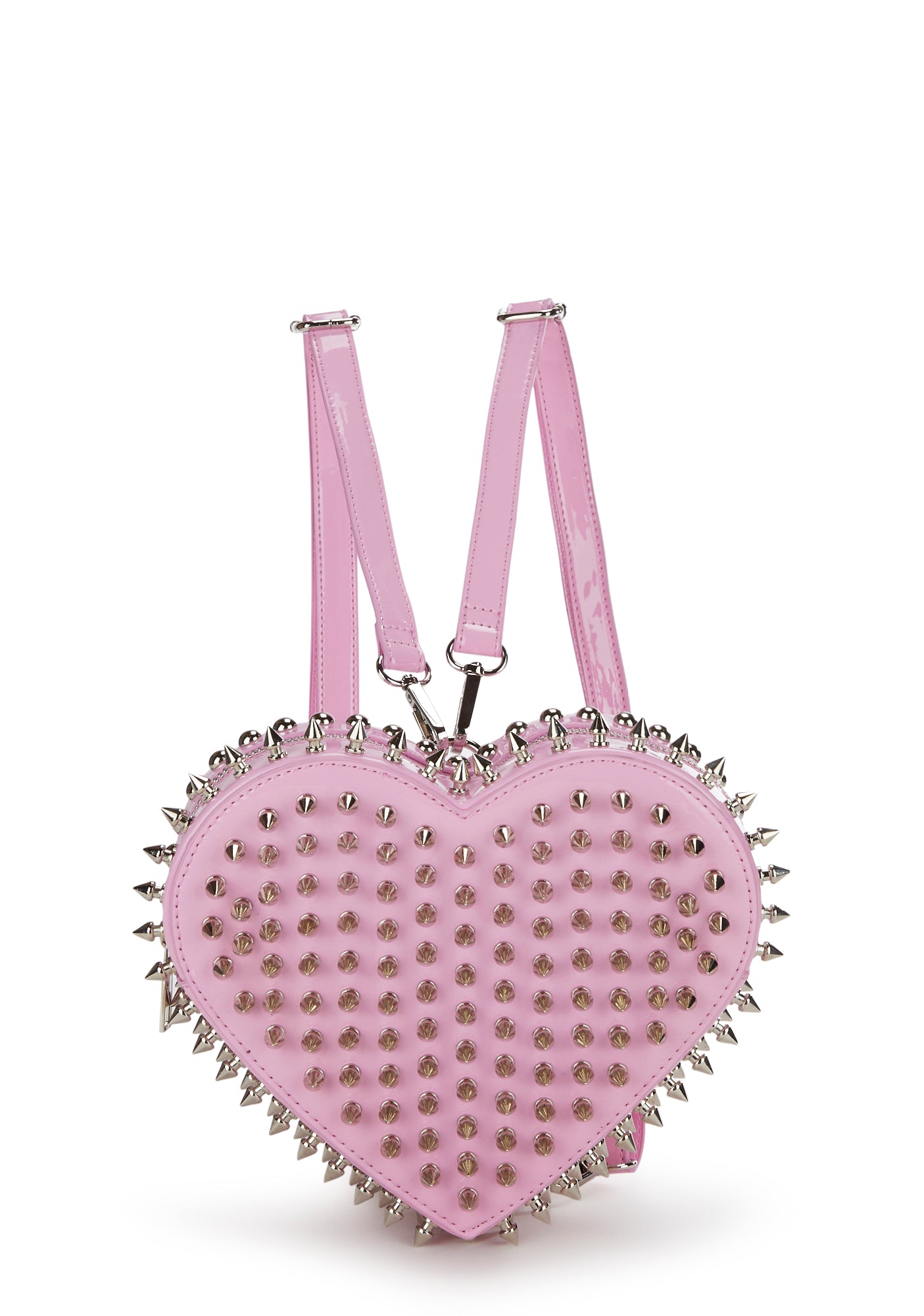Club Exx Patent Stud Heart Backpack Pink Dolls Kill