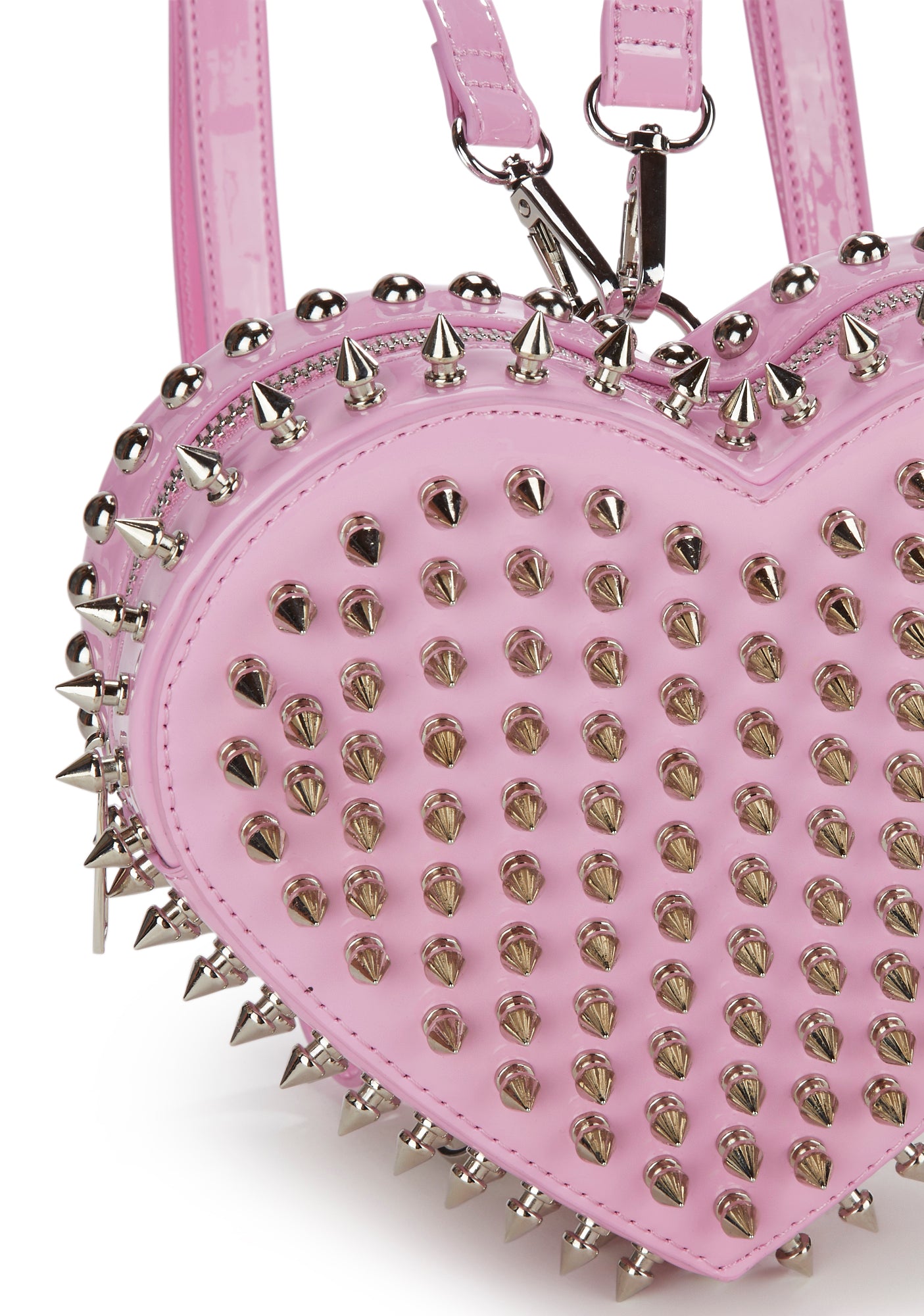 heart spike studded mini backpack Club Exx Patent Stud Heart Backpack