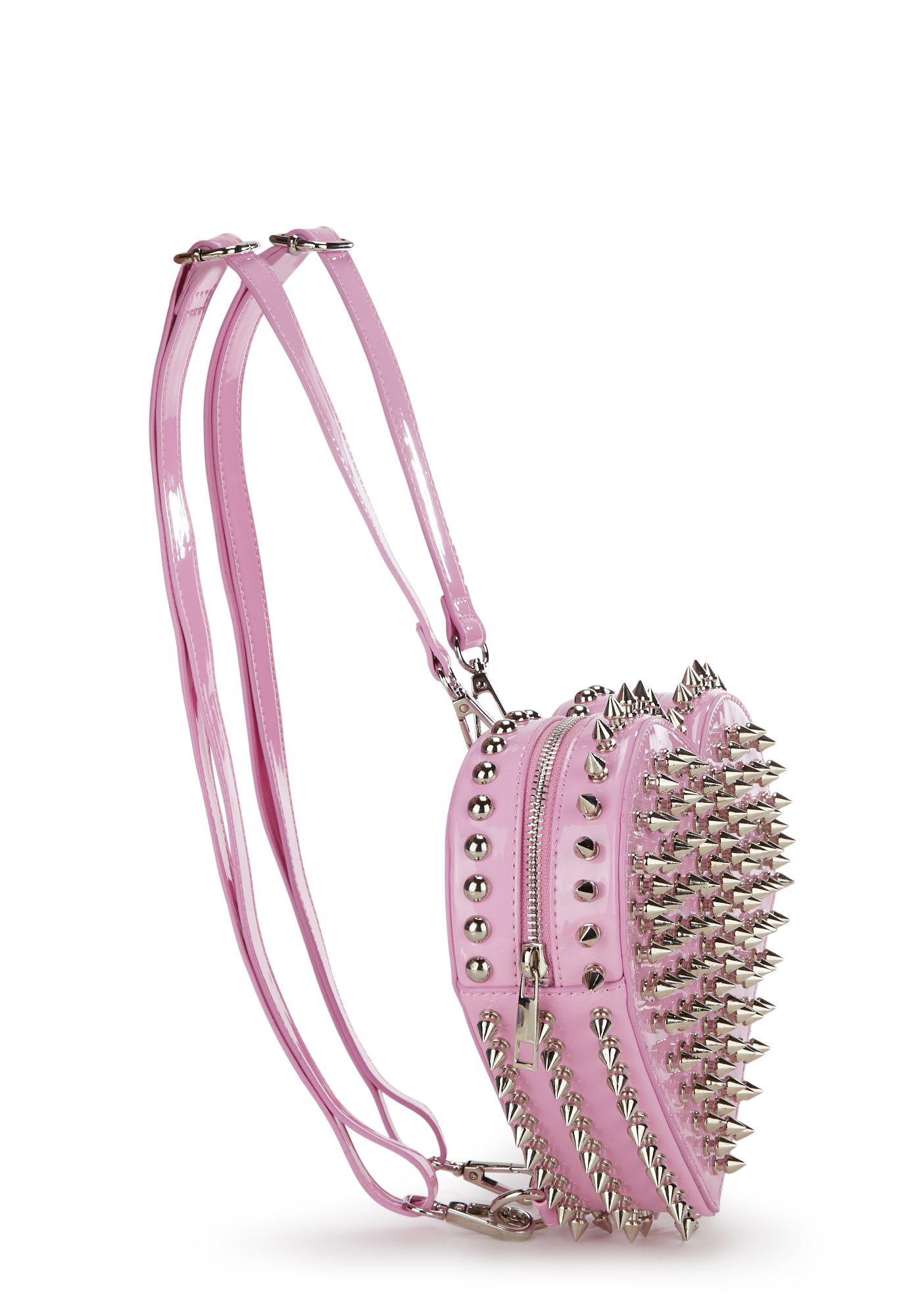 heart spike studded mini backpack Club Exx Patent Stud Heart Backpack