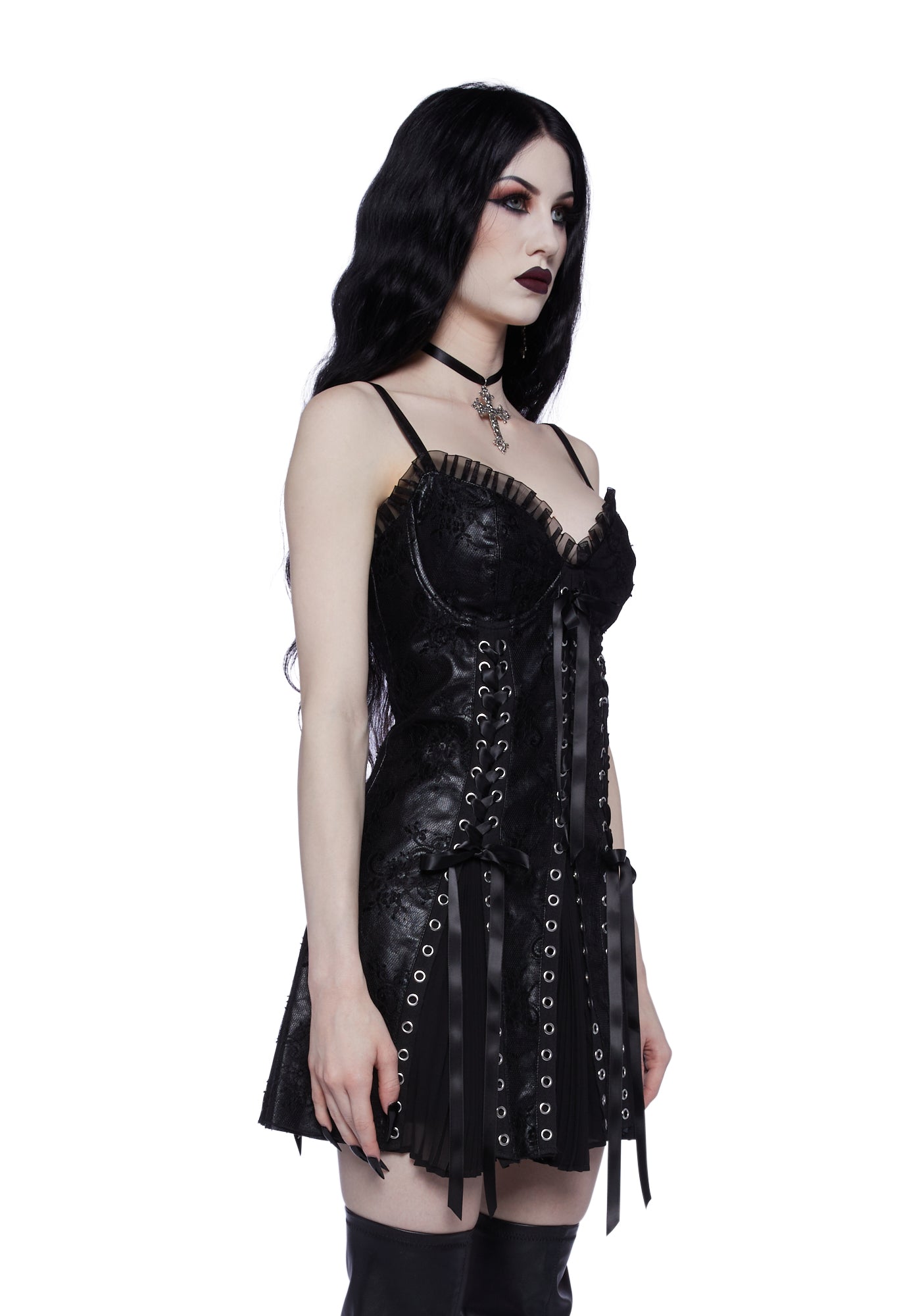 ★CRANK★LACE FRILL MINI DRESS_BLACK★正規品/韓国直送料込 Designer fashion, Seoul-fully created | W Concept