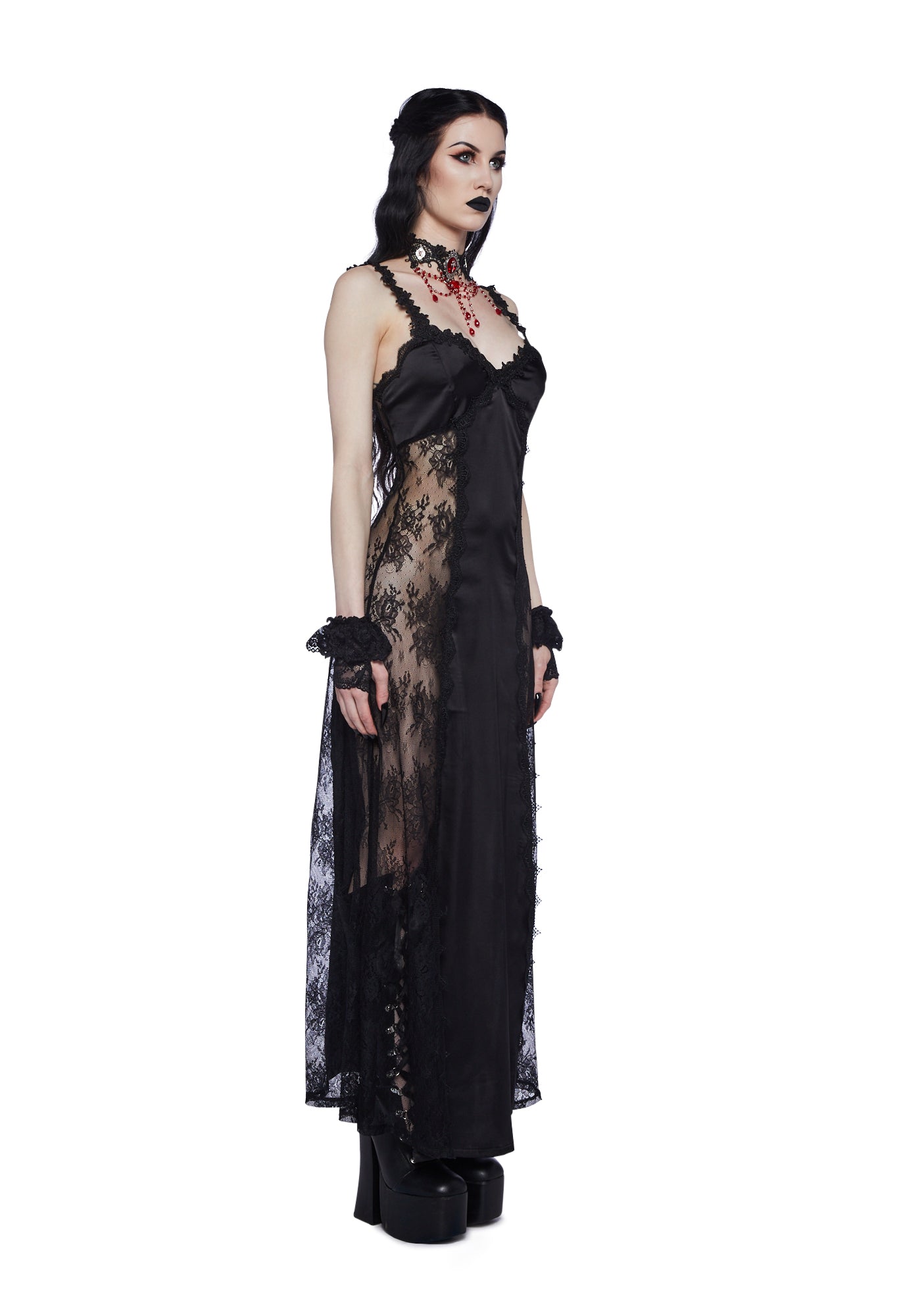 Widow Lace Slip Dress- Black Dolls Kill Widow Lace Slip Dress- Black Dolls Kill