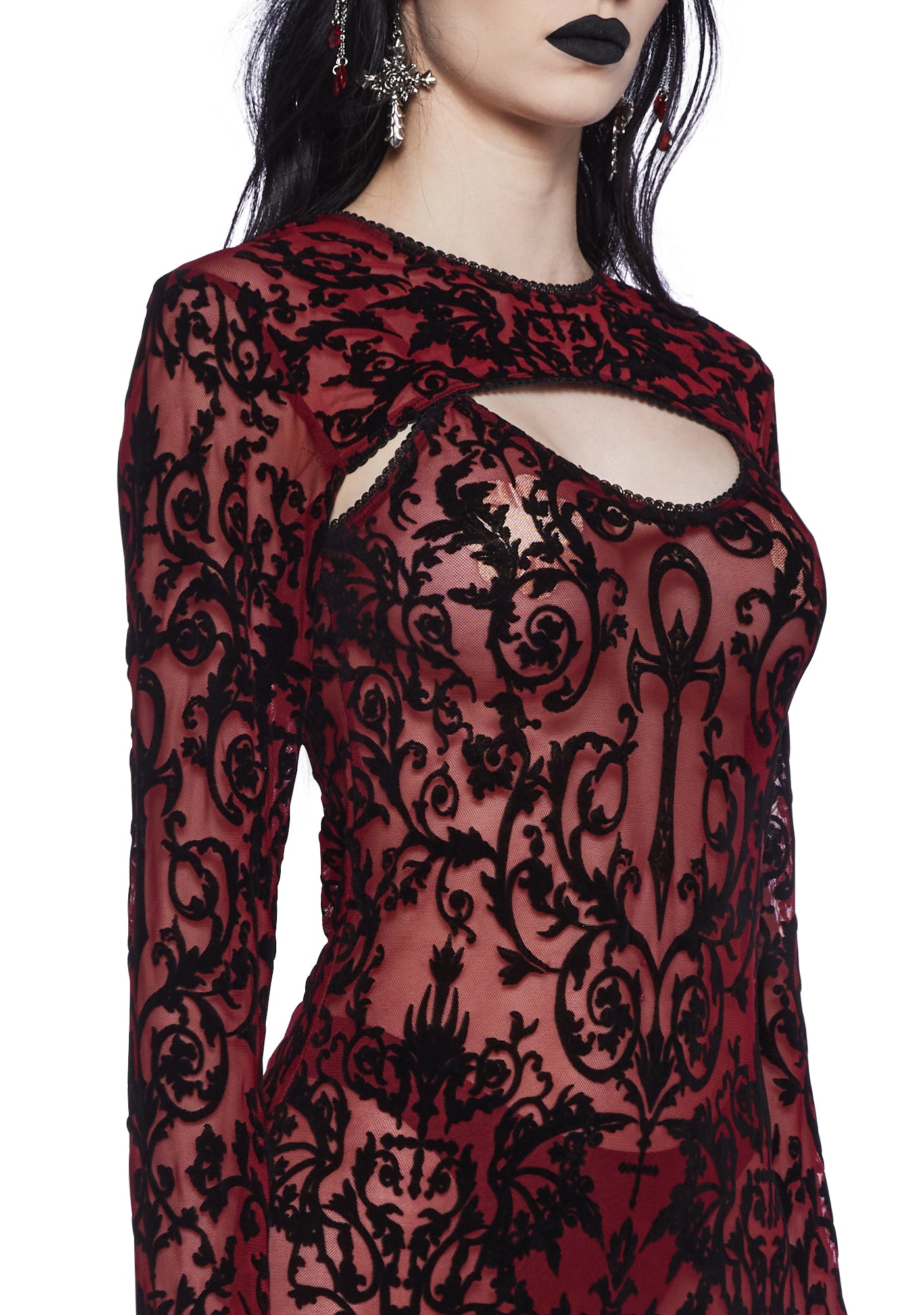 Widow Night Ballroom Maxi Dress and Shrug Set Red X Large