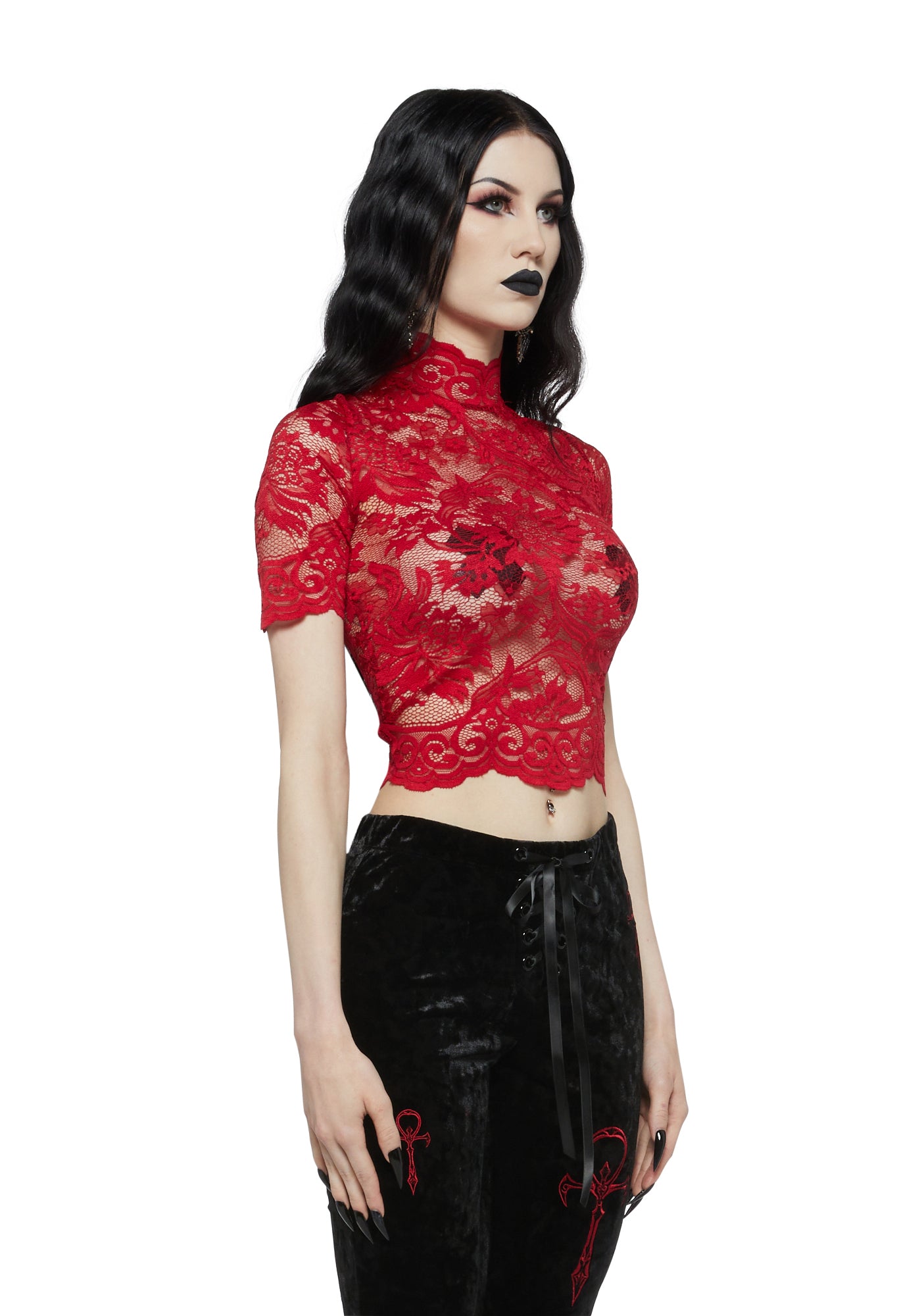 ★PISCESS★Holographic Mesh Top★Red★大人気★ PISCESS×MAISON SPECIAL】Holographic Sheer Top