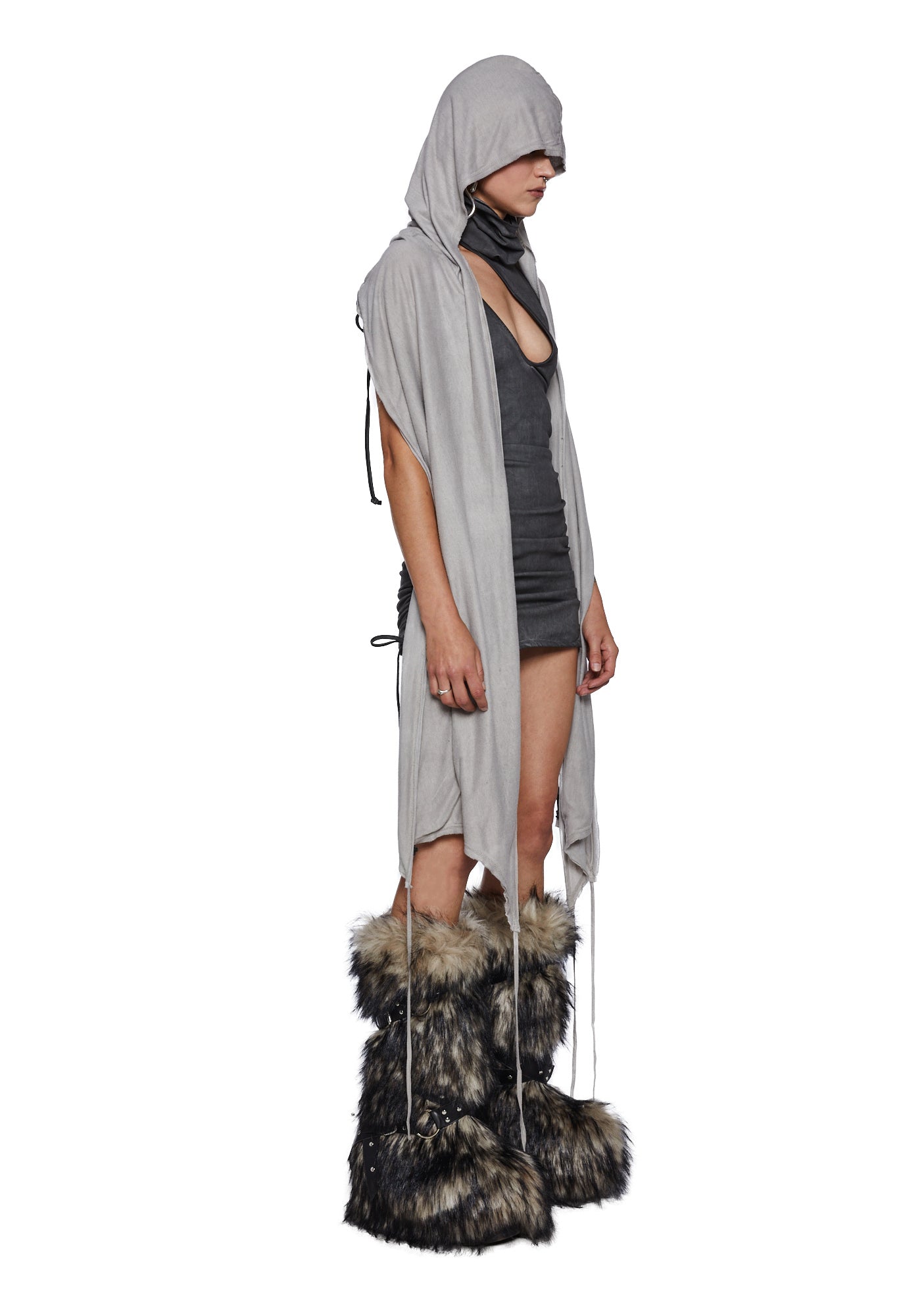 Darker Wavs Multi Wear Hooded Wrap Scarf - Gray – Dolls Kill