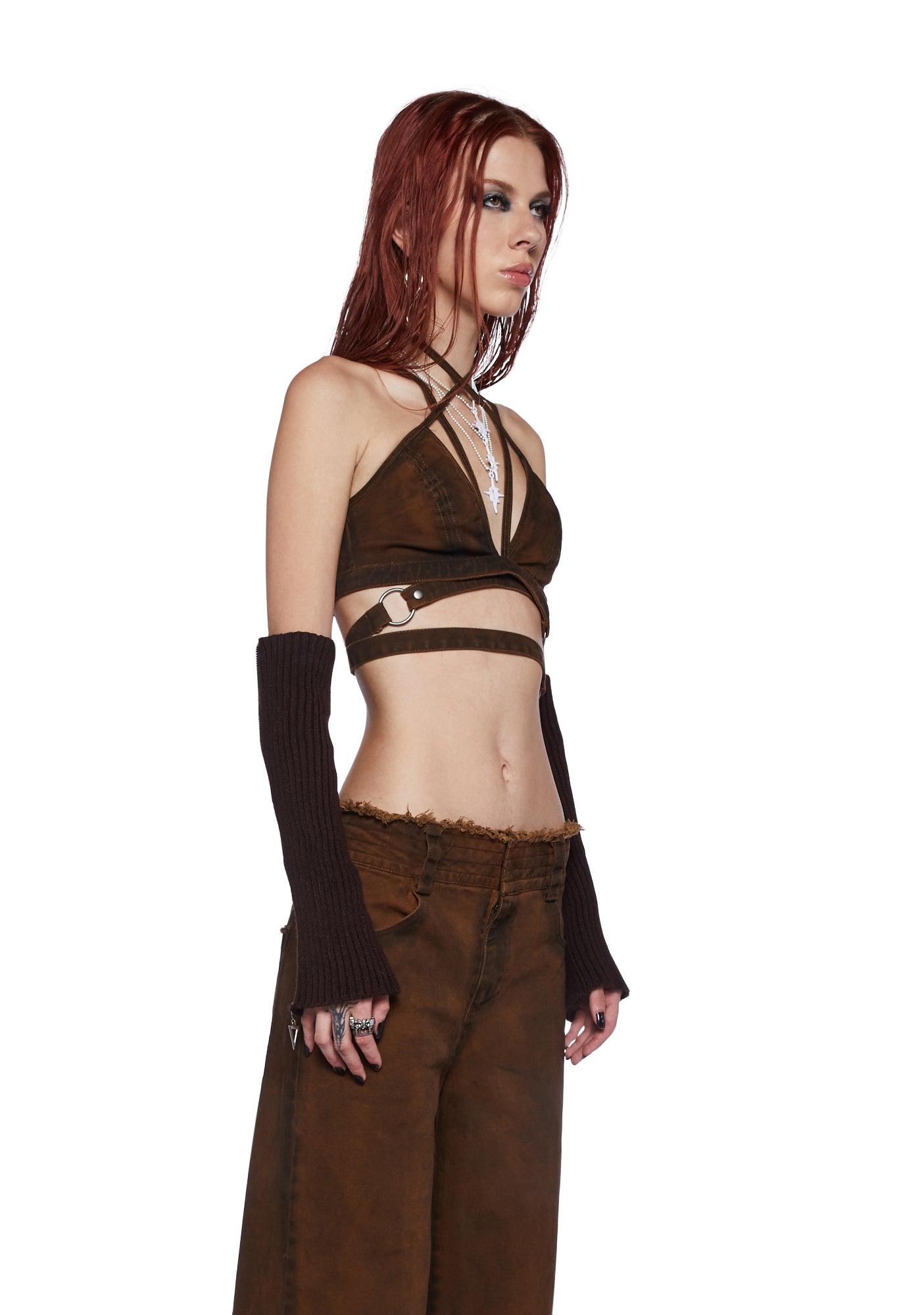 Darker Wavs Washed Twill Tank With Straps - Brown – Dolls Kill